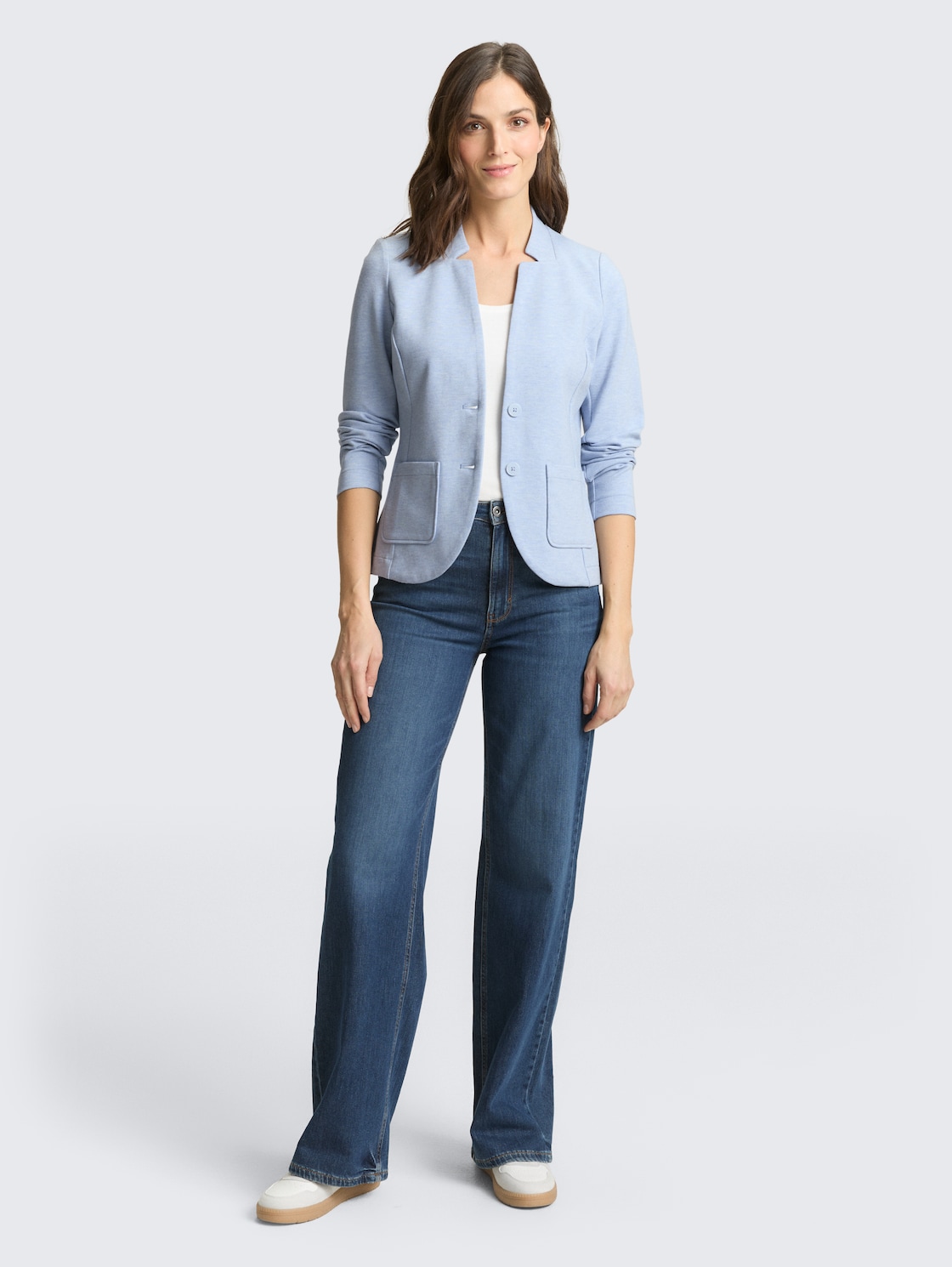 Slim Fit Blazer mit Ottoman Struktur - kentucky blue melange