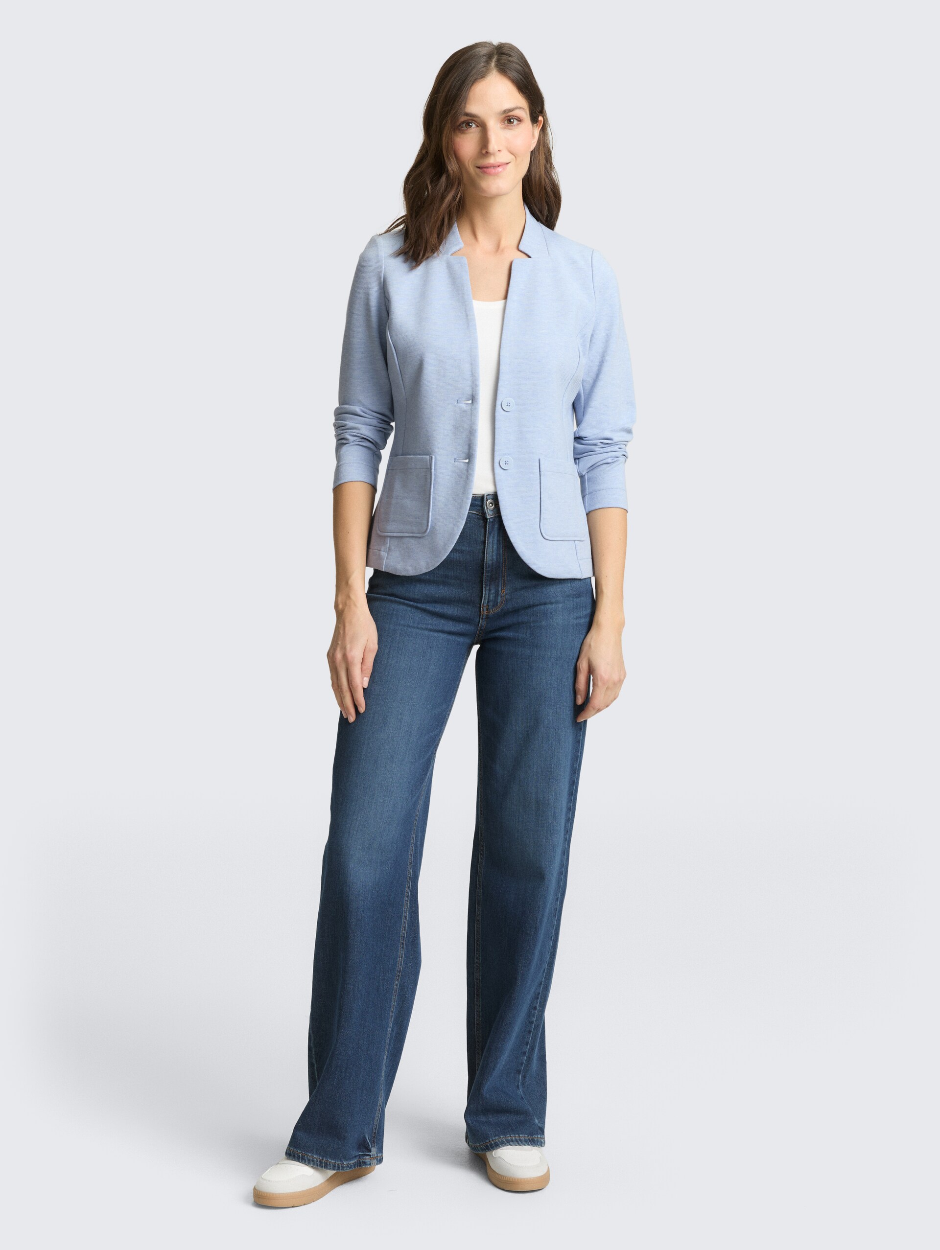 Slim Fit Blazer mit Ottoman Struktur - kentucky blue melange
