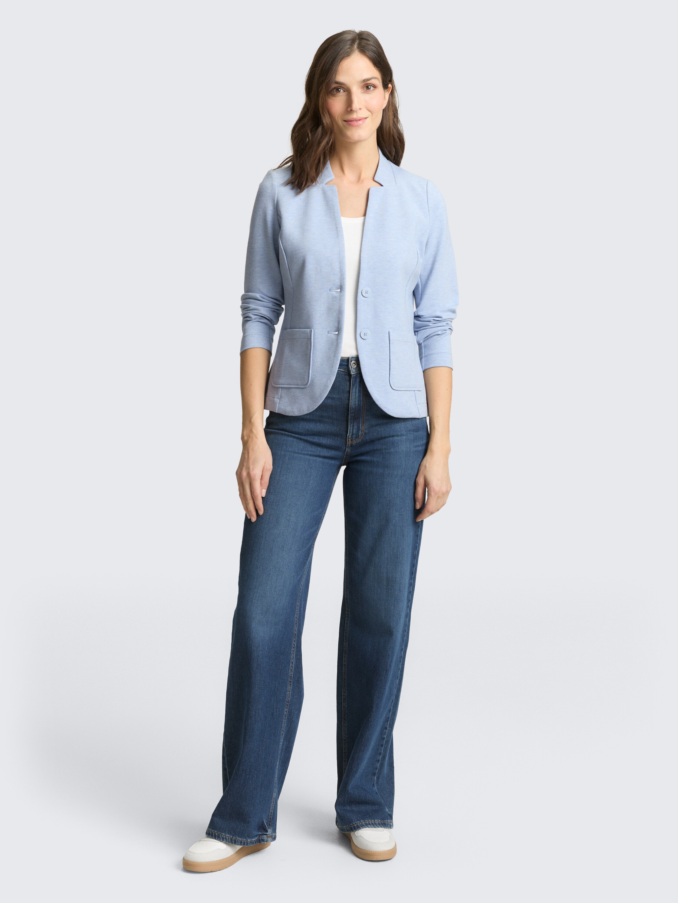 Slim Fit Blazer mit Ottoman Struktur - kentucky blue melange