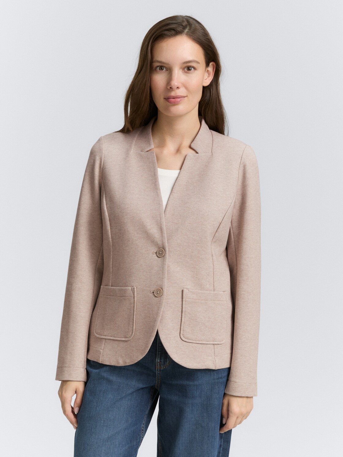 Slim Fit Blazer mit Ottoman Struktur - soft taupe melange