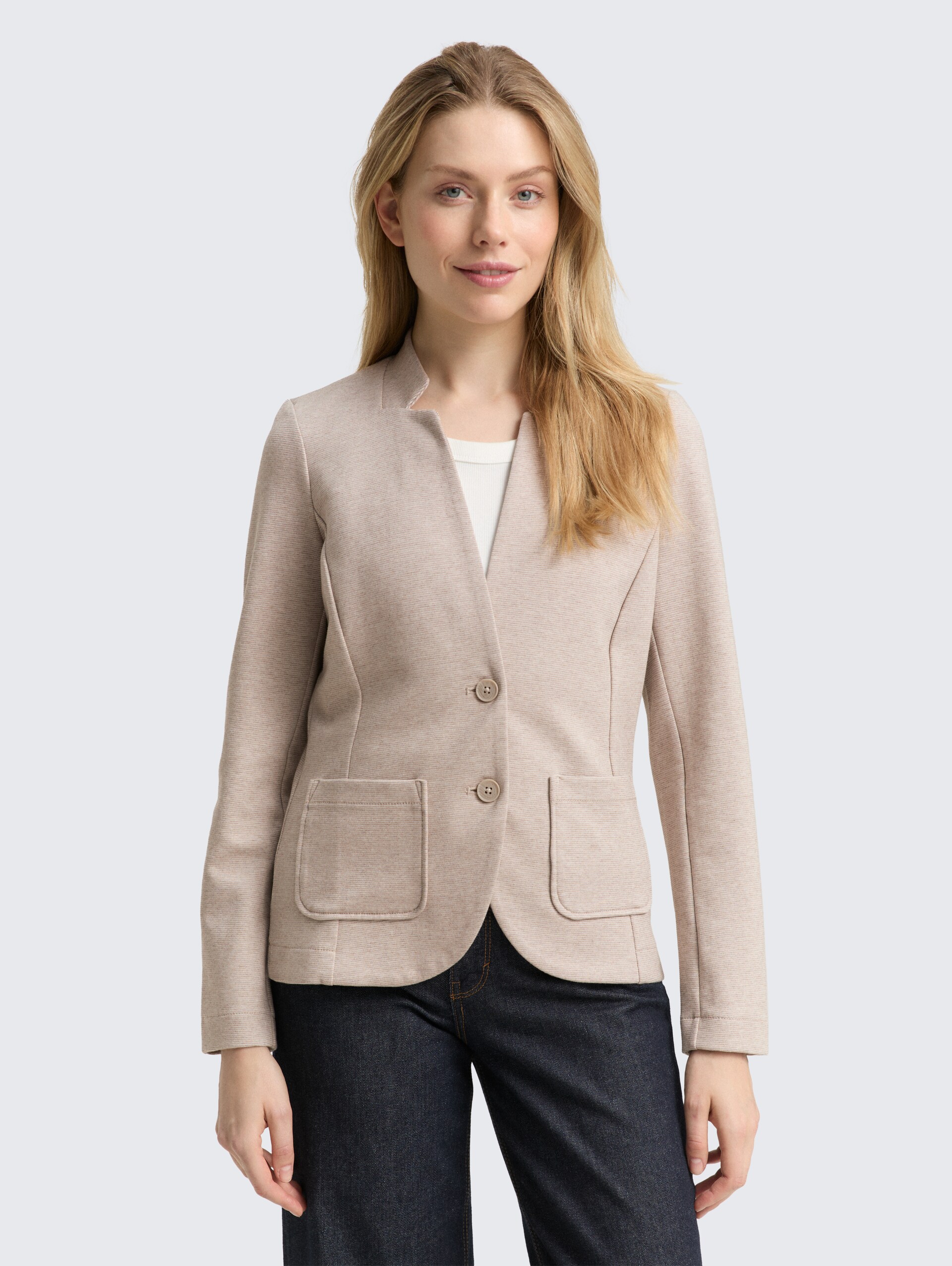 Slim Fit Blazer mit Ottoman Struktur - soft taupe melange