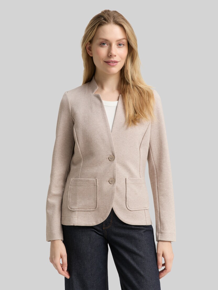 Slim fit blazer met ottoman-structuur door Women, soft taupe melange