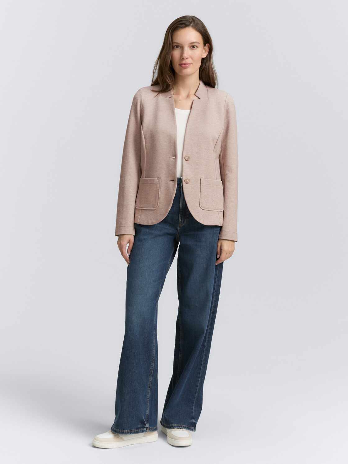 Slim Fit Blazer mit Ottoman Struktur - soft taupe melange