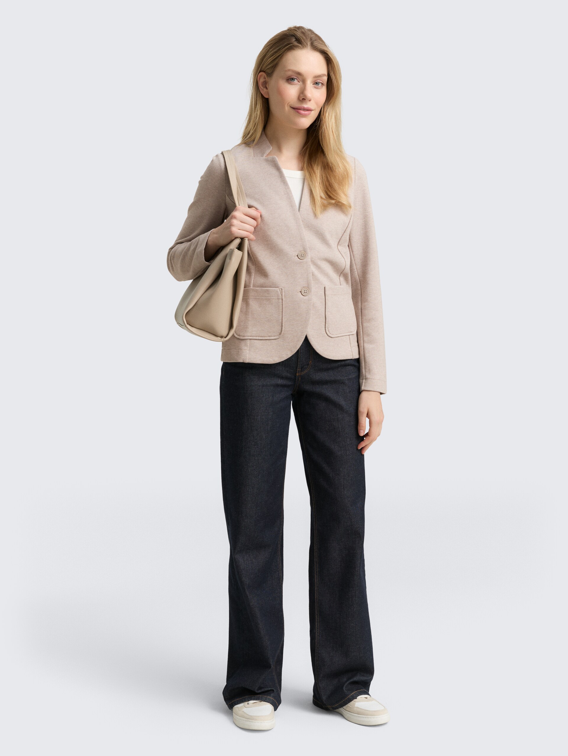 Slim Fit Blazer mit Ottoman Struktur - soft taupe melange