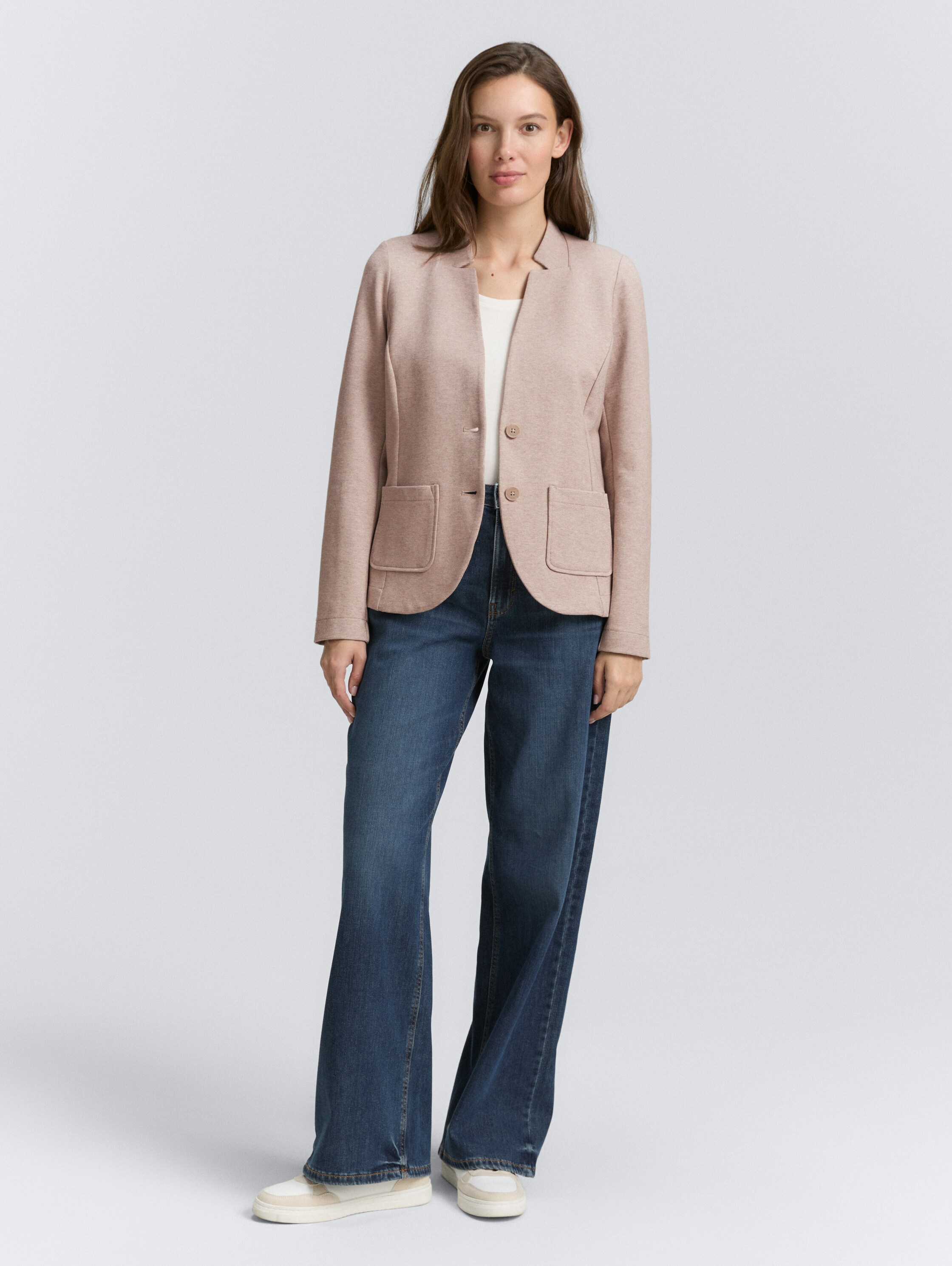 Slim Fit Blazer mit Ottoman Struktur - soft_taupe_melange - 