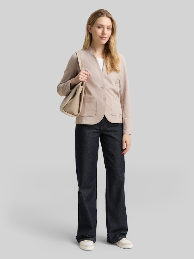 Slim-fit blazer with ottoman texture by Women, soft taupe melange