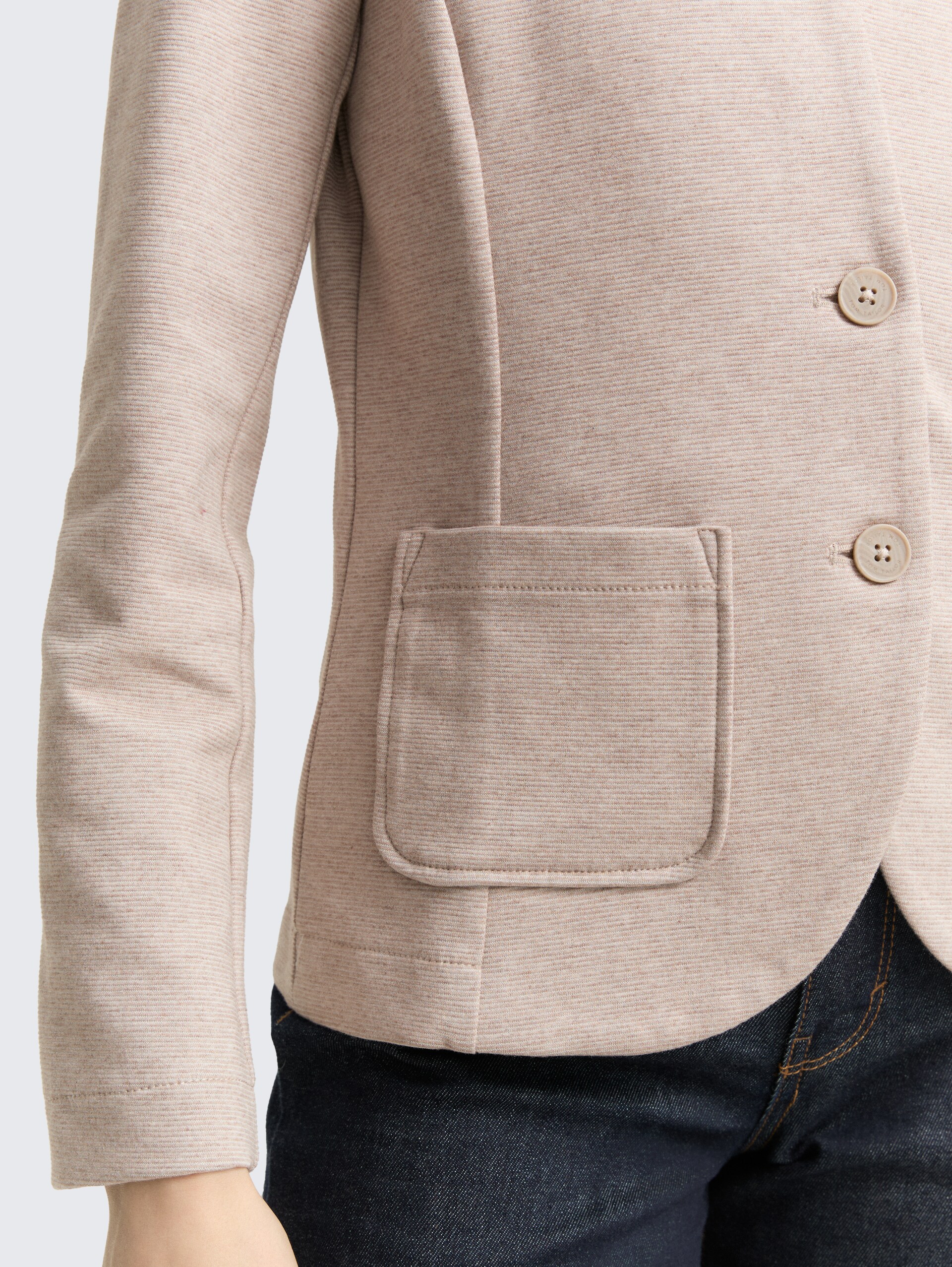 Slim Fit Blazer mit Ottoman Struktur - soft taupe melange