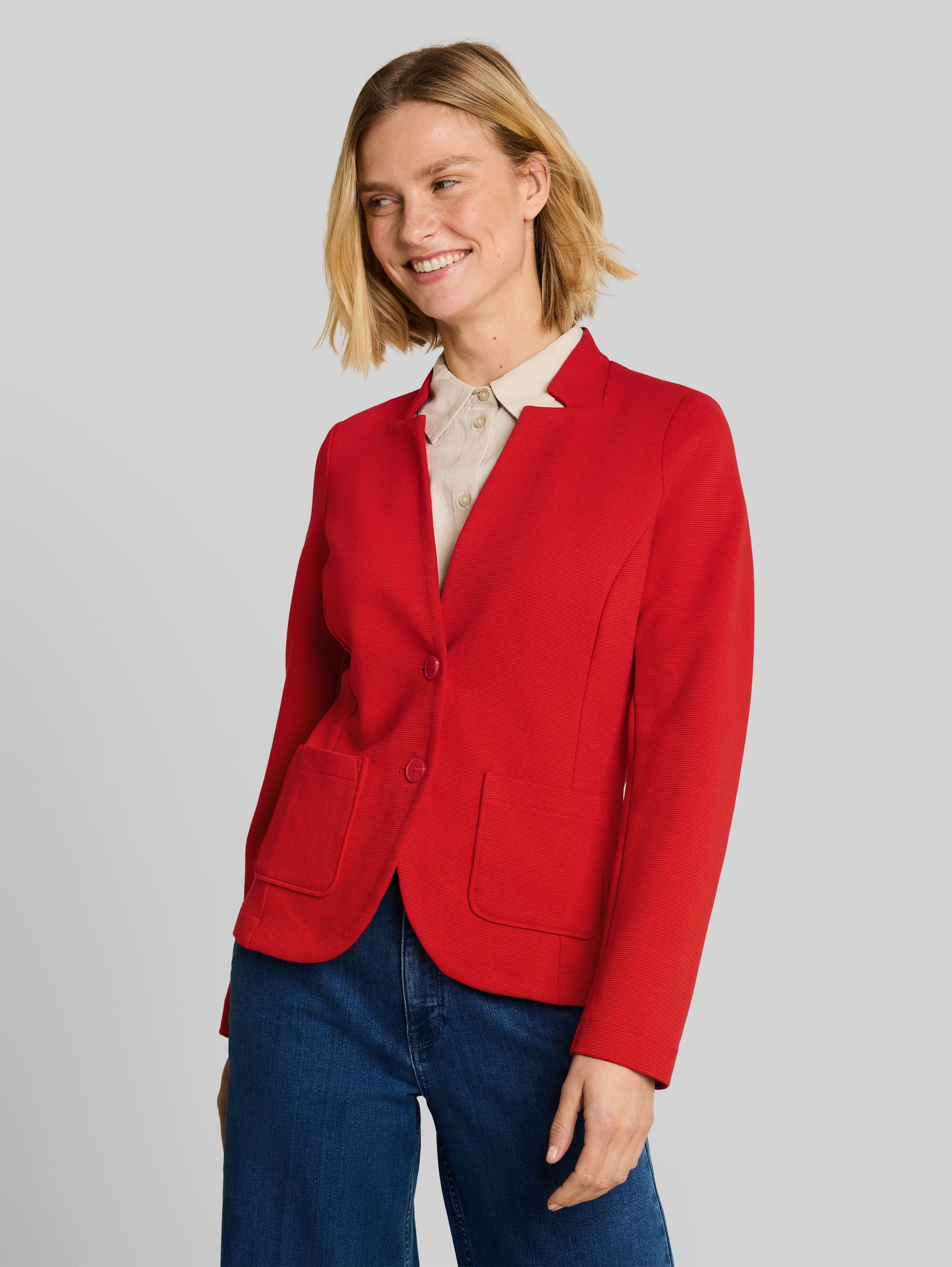 Slim Fit Blazer mit Ottoman Struktur - soft scarlet red