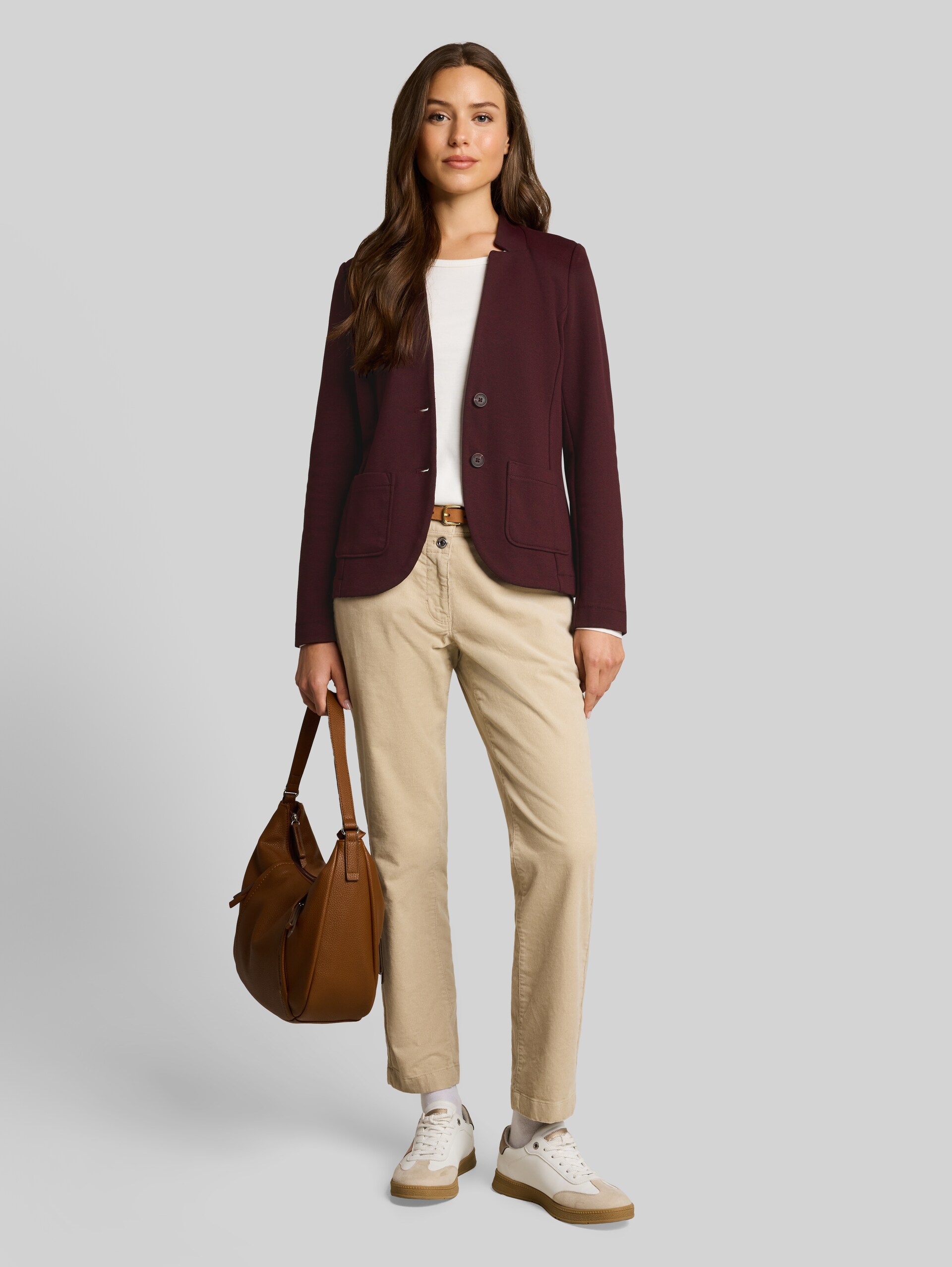 Slim Fit Blazer mit Ottoman Struktur - preppy plum melange