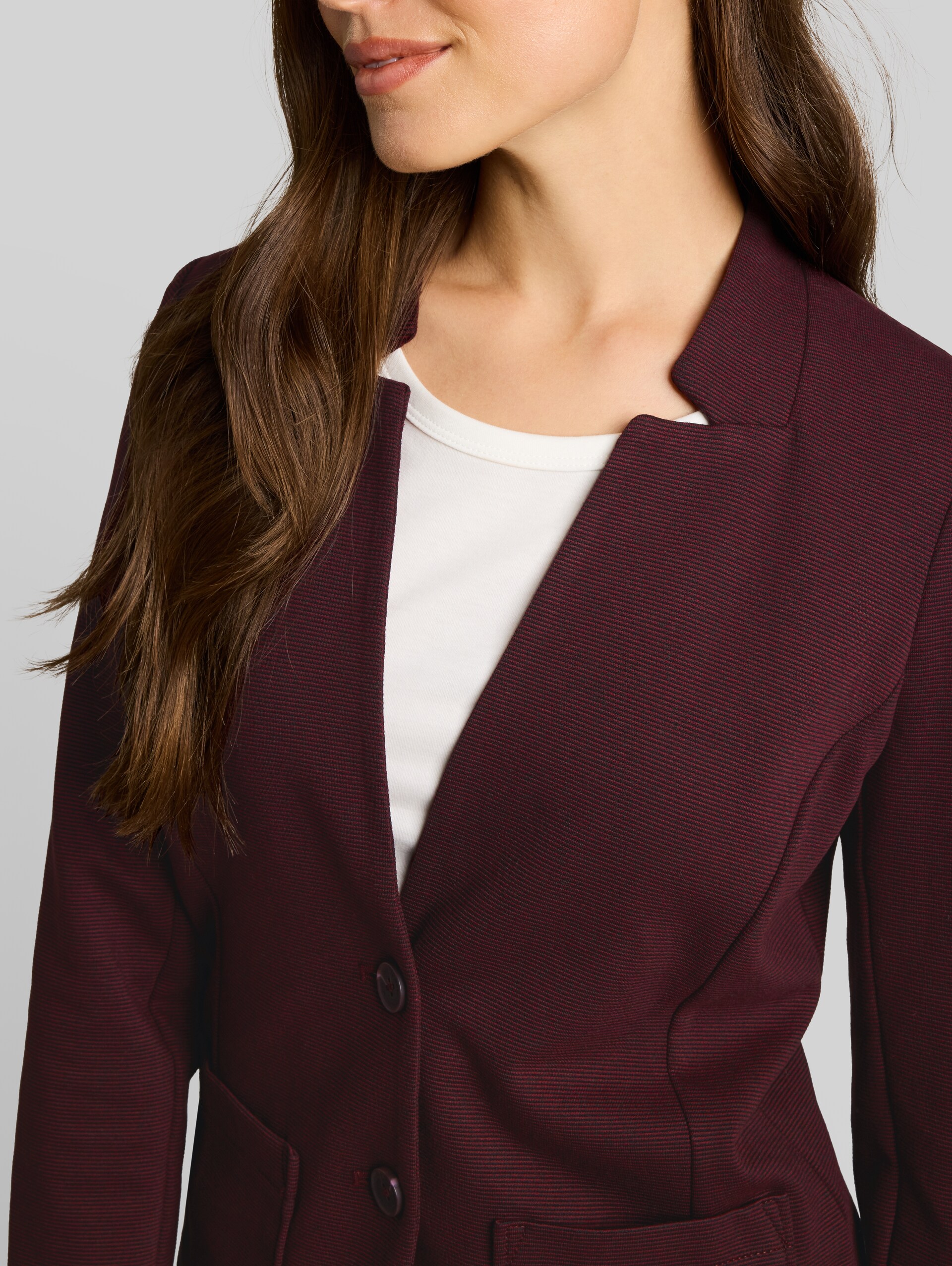 Slim Fit Blazer mit Ottoman Struktur - preppy plum melange