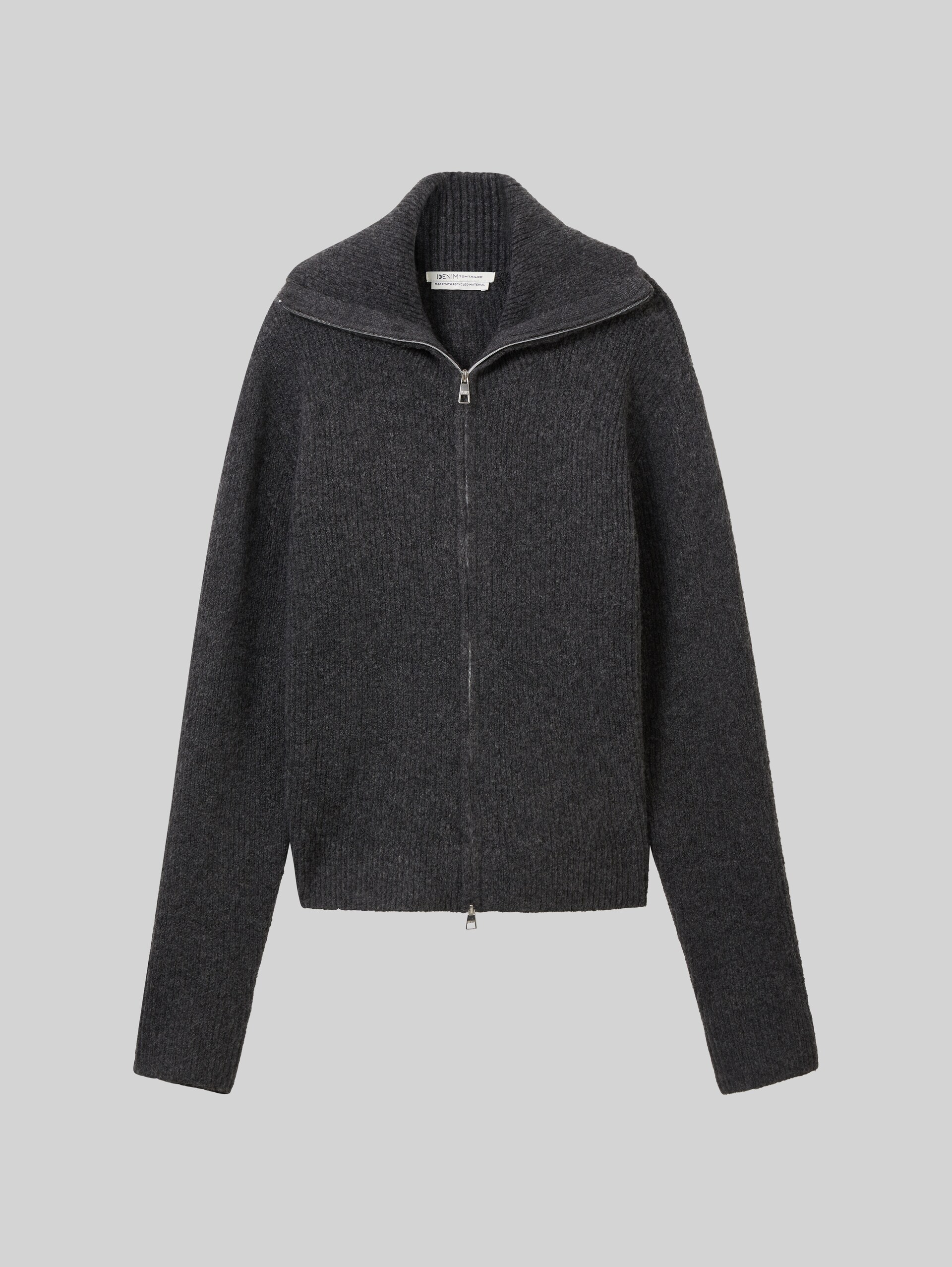 Strickjacke mit recyceltem Polyester - Shale Grey Melange