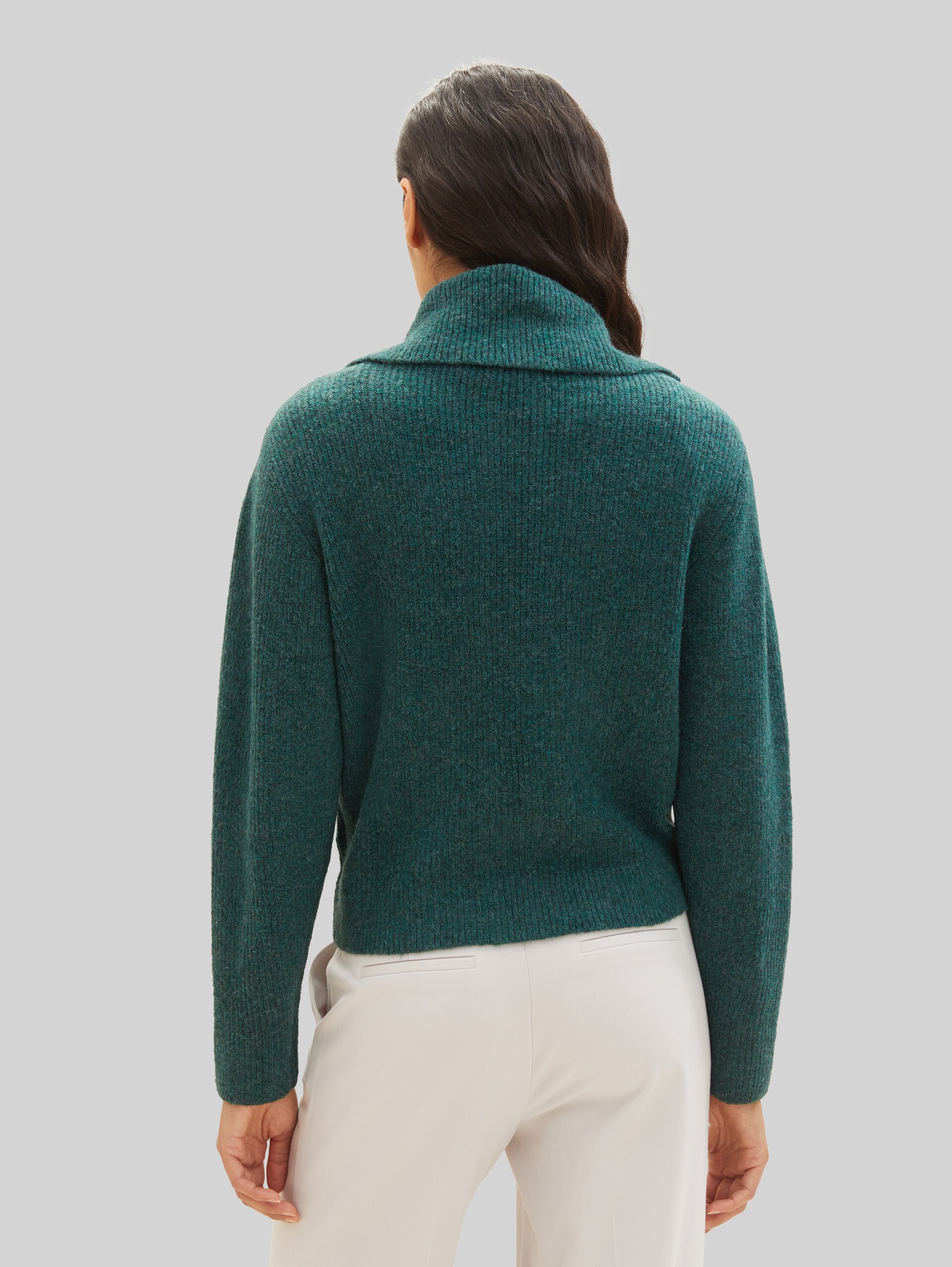 Strickjacke mit recyceltem Polyester - Midnight Forest Green Mélange