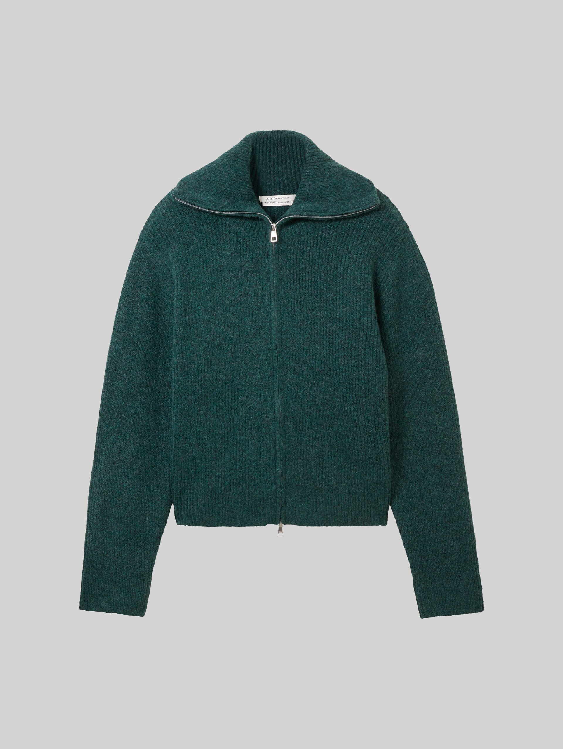 Strickjacke mit recyceltem Polyester - Midnight Forest Green Mélange
