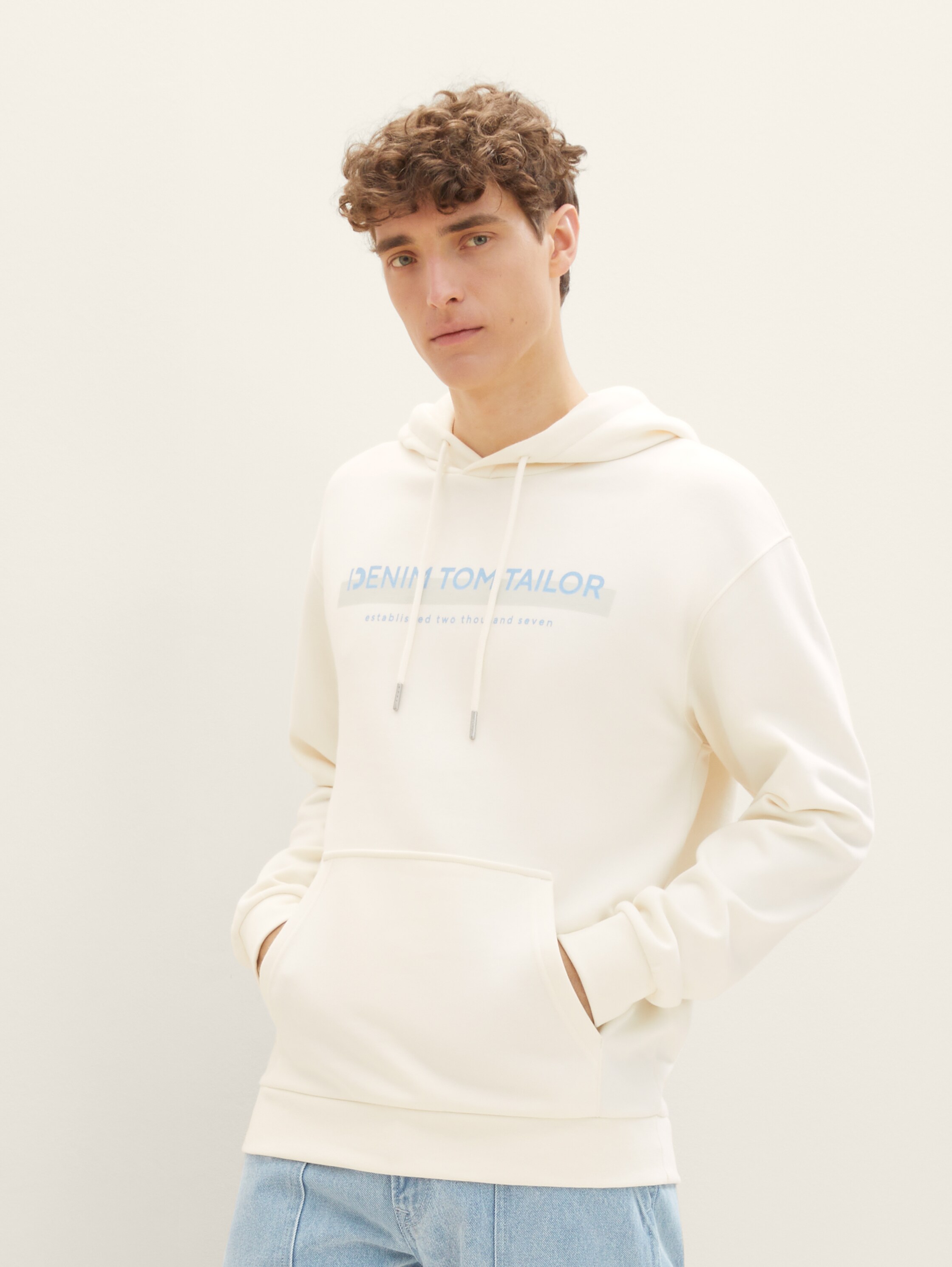 Sweat à capuche avec logo imprimé - Soft Light Beige