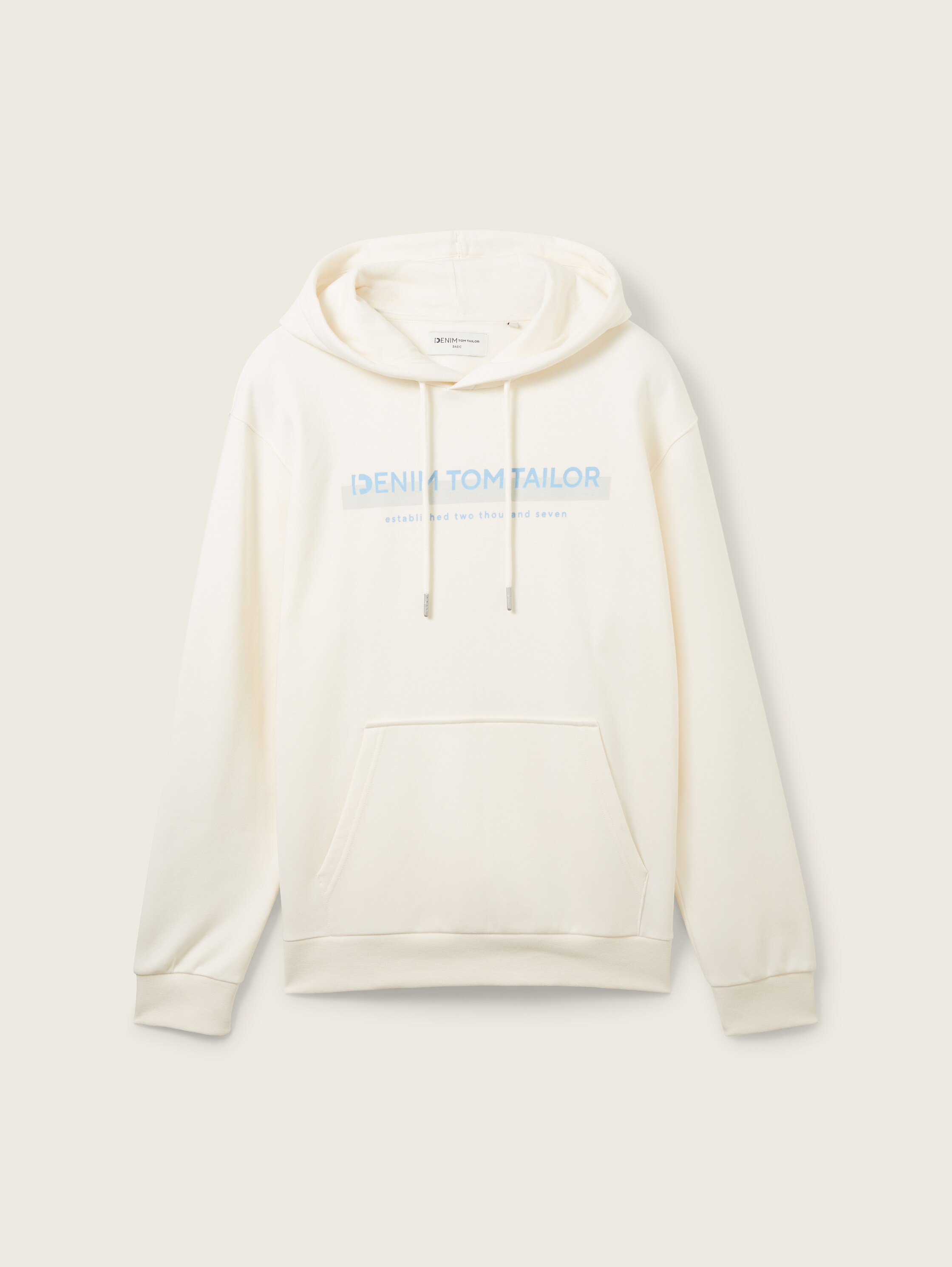 Sweat à capuche avec logo imprimé - Soft Light Beige - Vue de face du produit