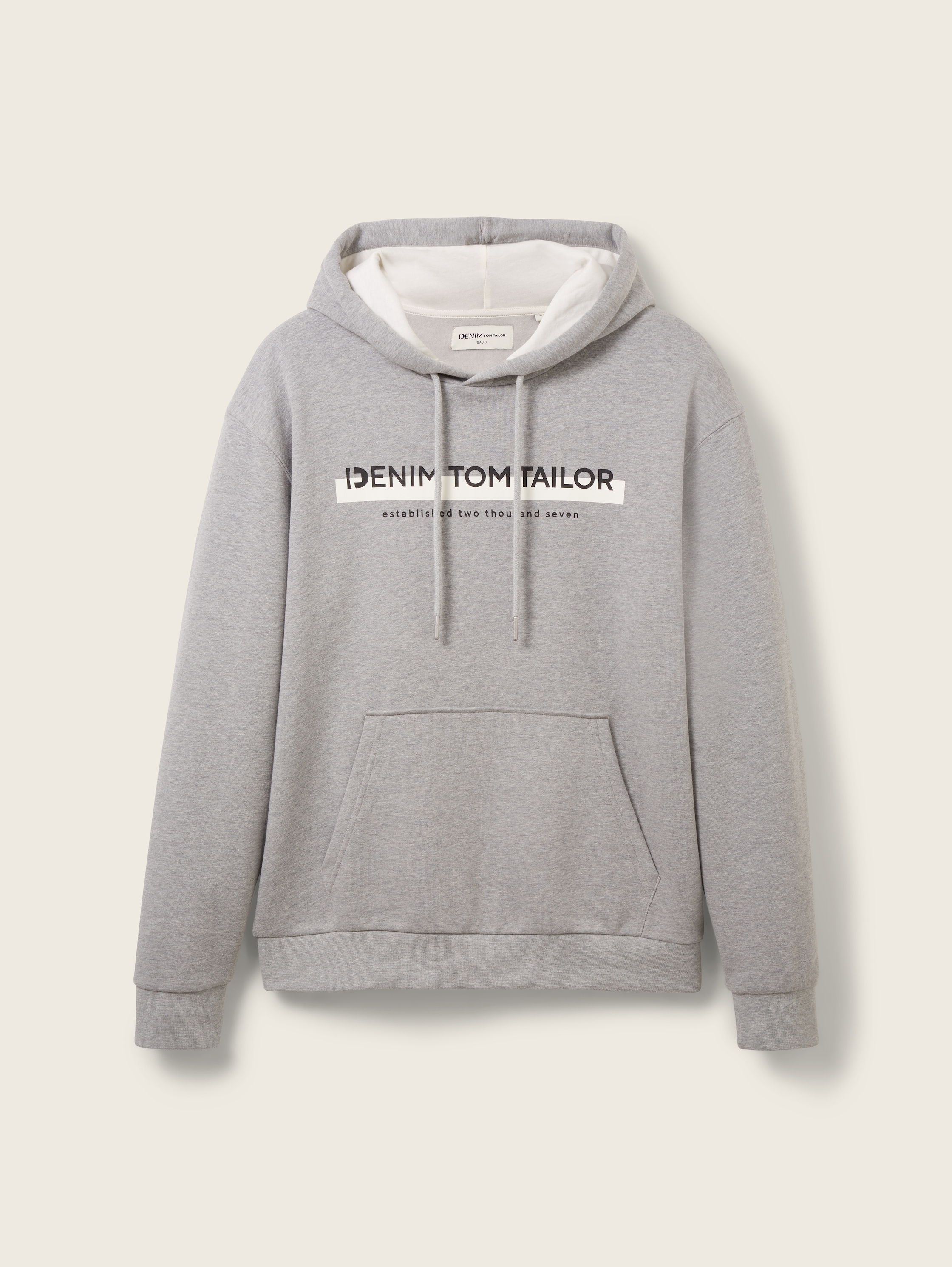 Sweat à capuche avec logo imprimé - Grey Heather Melange - Vue de face du produit
