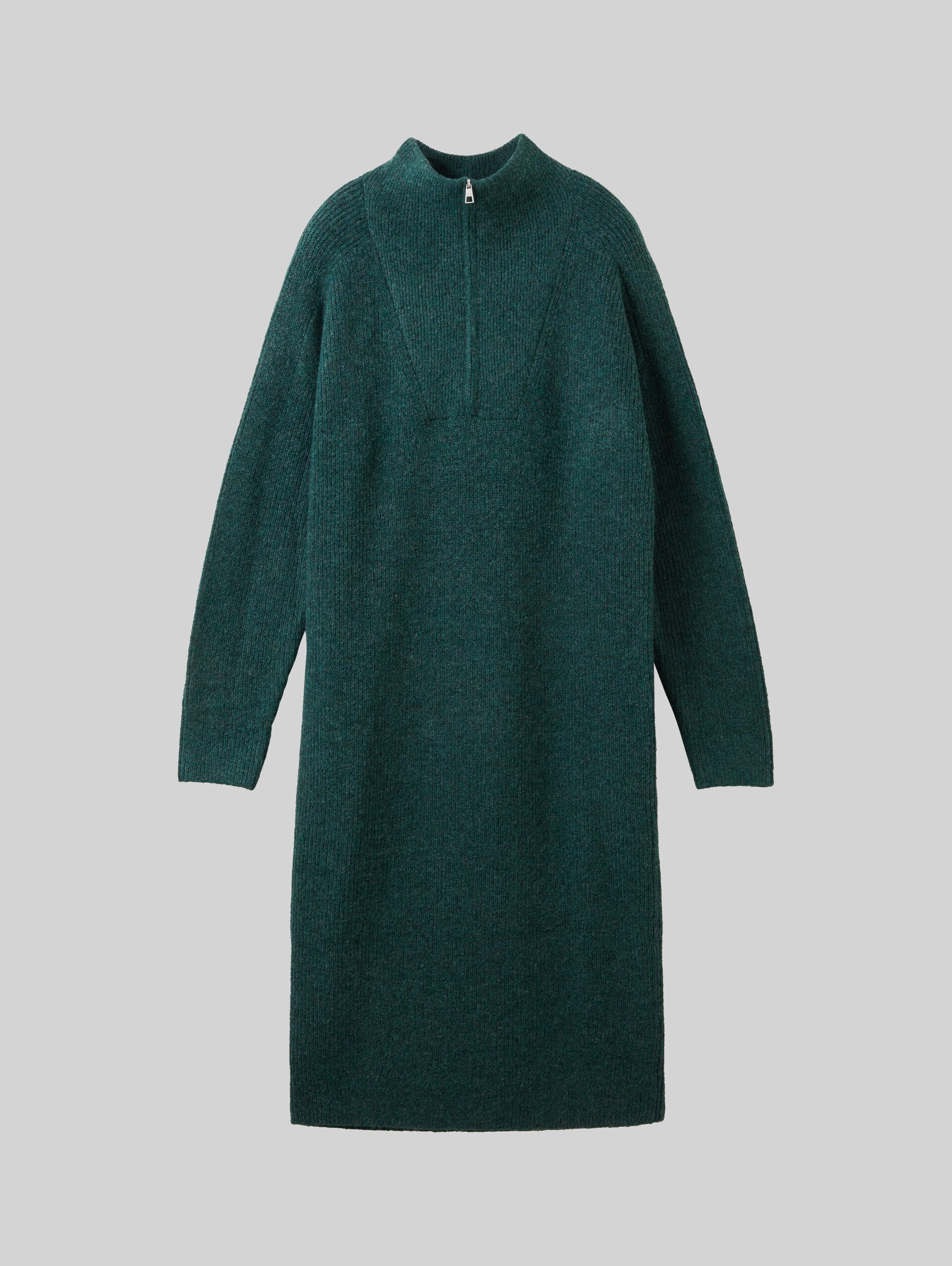Robe en maille à col troyer - Midnight Forest Green Mélange - Vue de face du produit