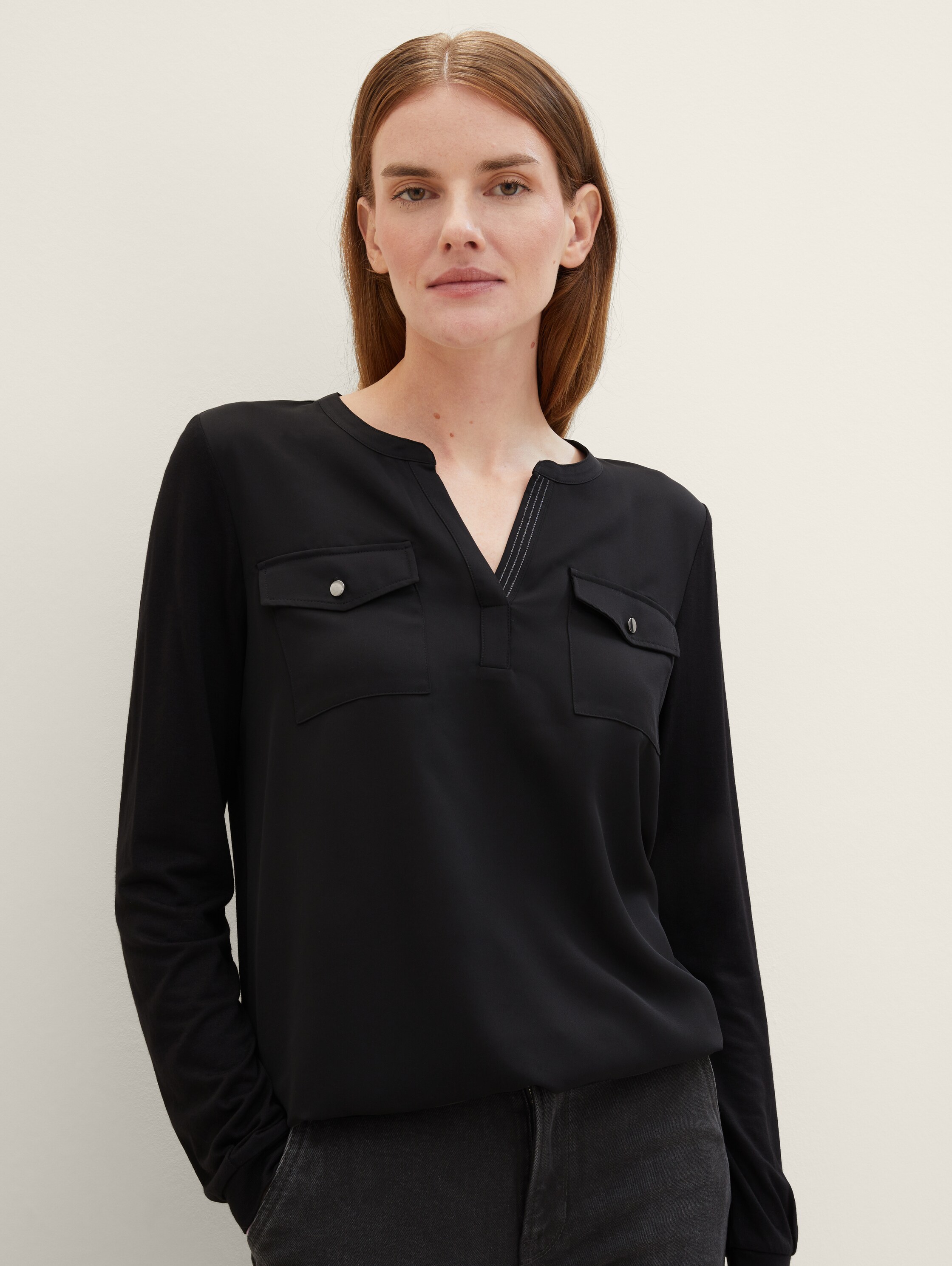 Langarmshirt mit LENZING™ ECOVERO™ - 1