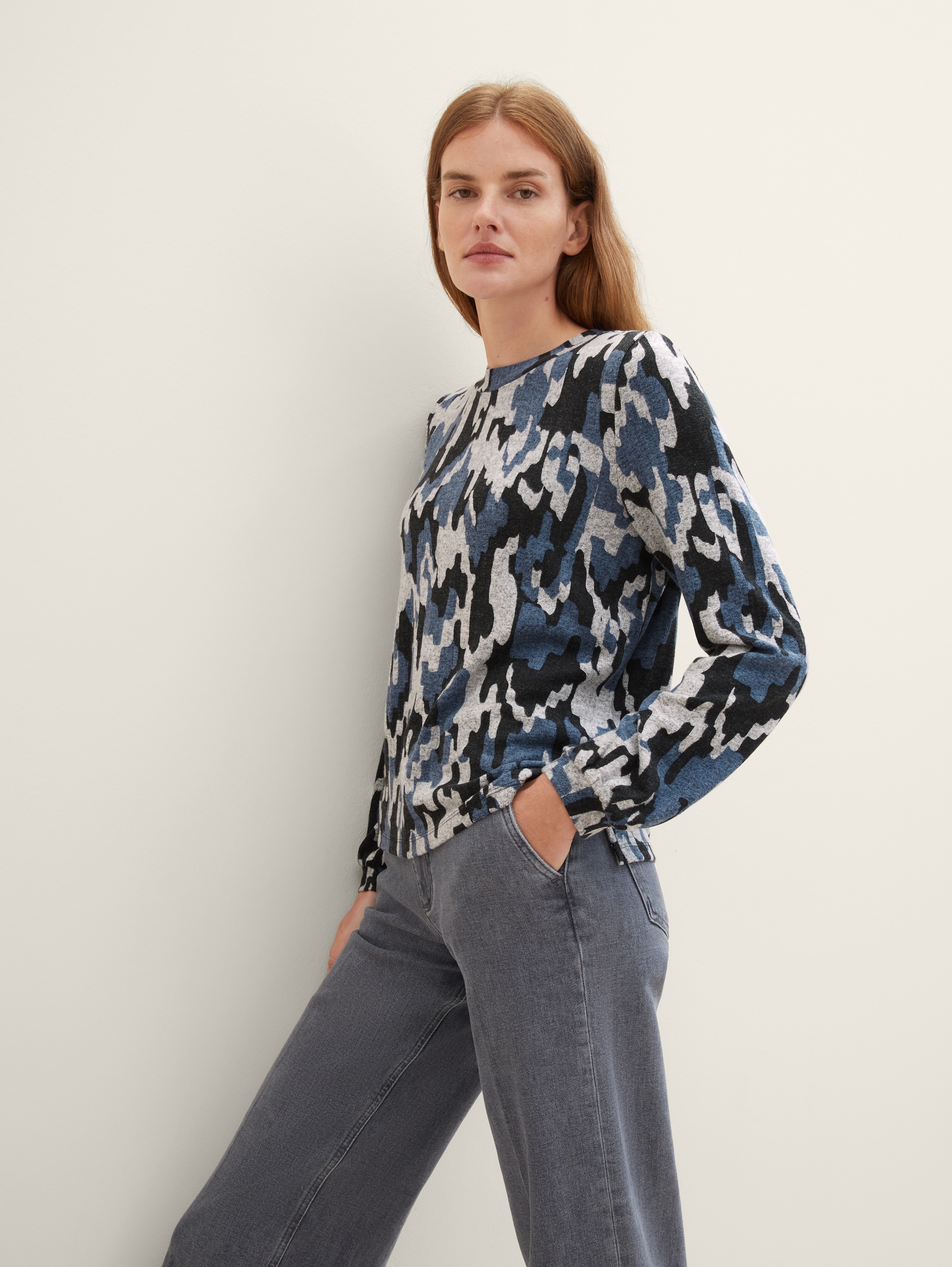 Longsleeve met motief - blue cozy texture design