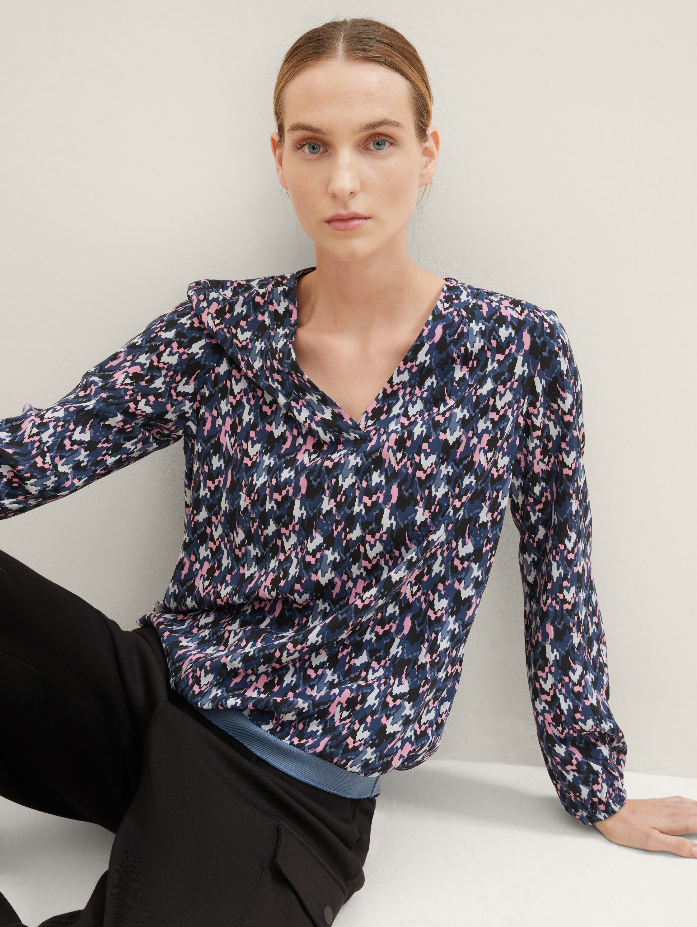 Chemisier à motifs comportant du LENZING (TM) ECOVERO (TM) - blue small texture design