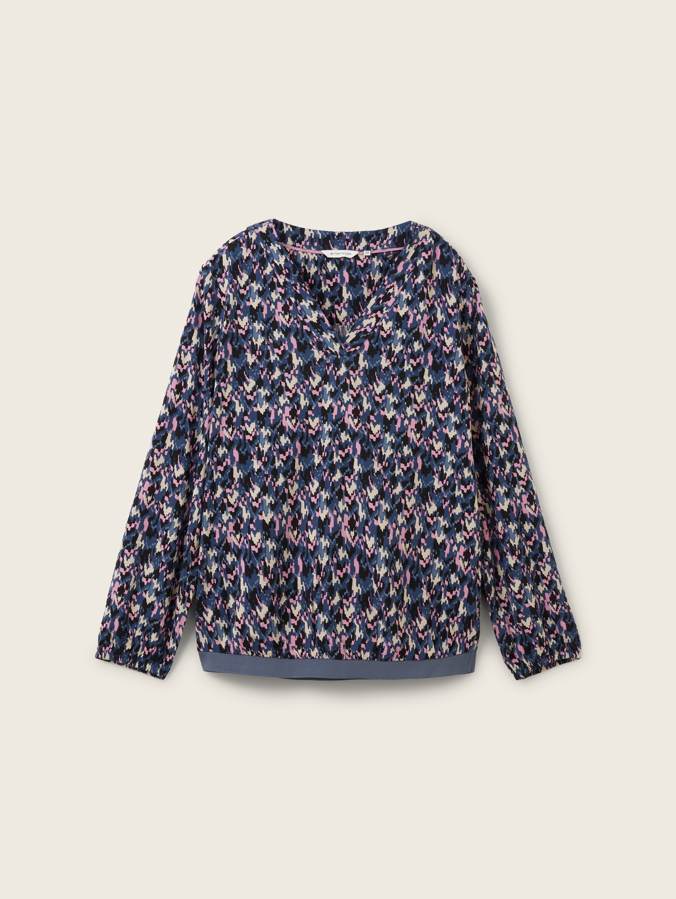 Chemisier à motifs comportant du LENZING (TM) ECOVERO (TM) - blue small texture design - Vue de face du produit