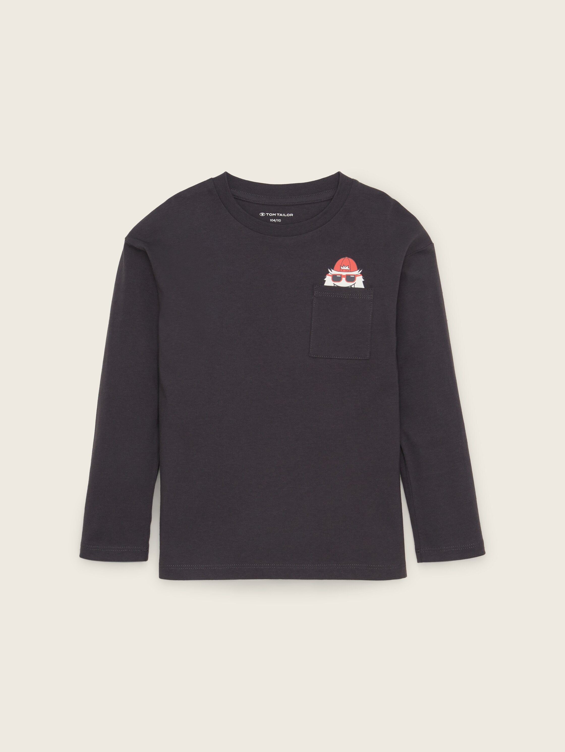 Langarmshirt mit Ziertasche - grau - Produktansicht