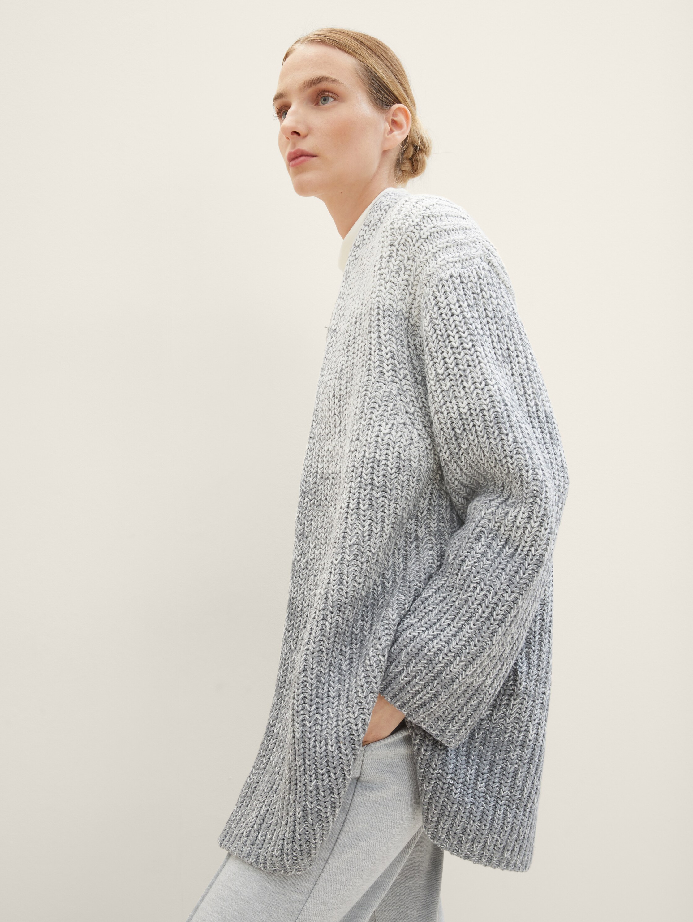 Cardigan met kleurverloop - grey knitted gradient