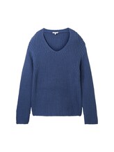 Ausgewählt, Strickpullover mit V-Ausschnitt von Tom Tailor, blau