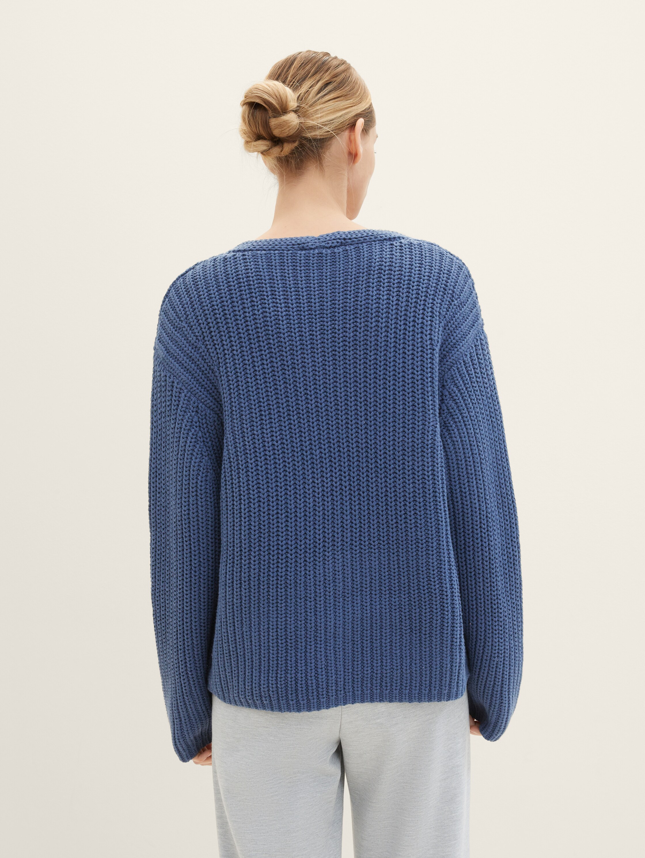 Strickpullover mit V-Ausschnitt - Stormy Sea Blue