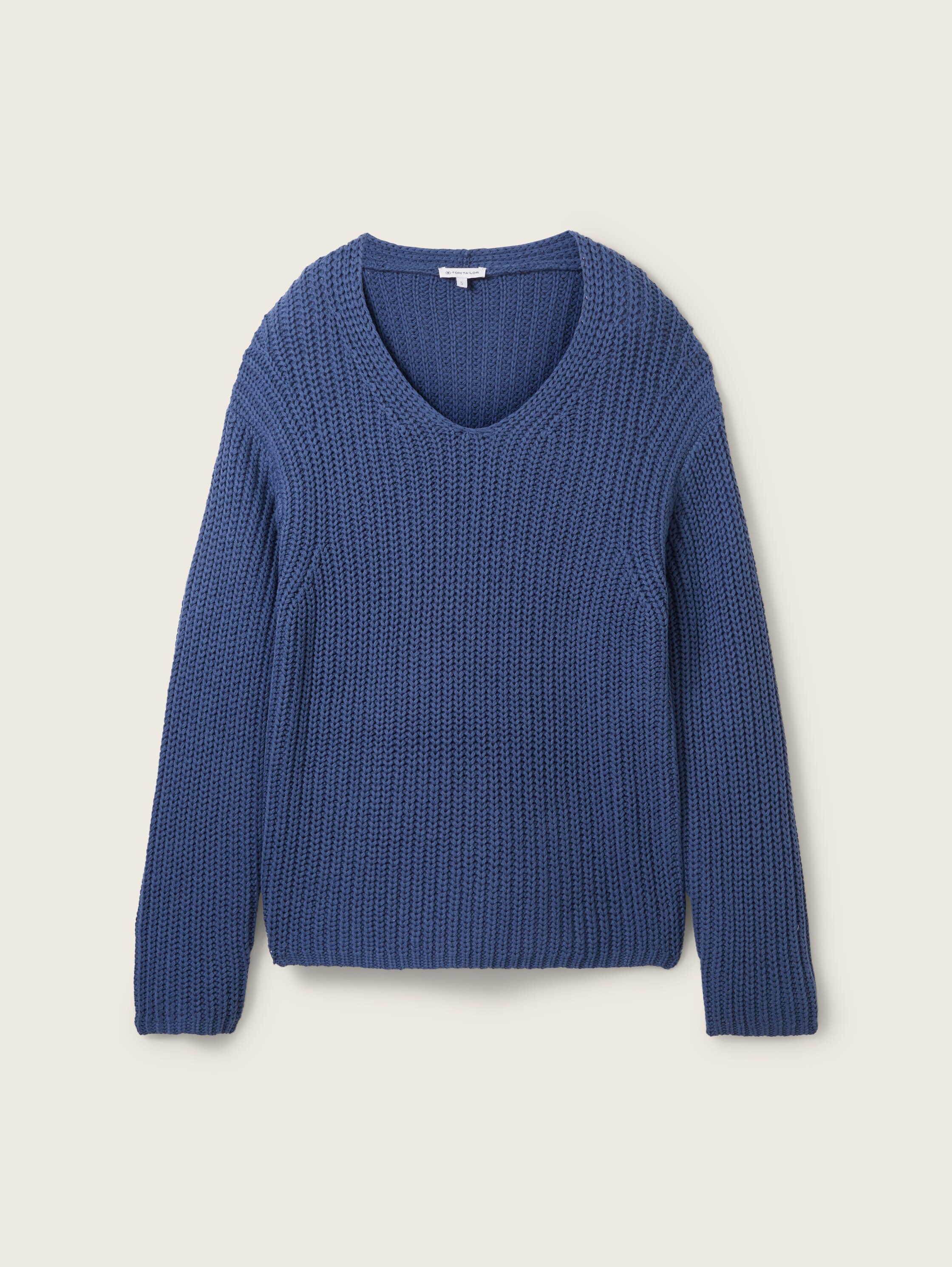 Strickpullover mit V-Ausschnitt - Stormy Sea Blue