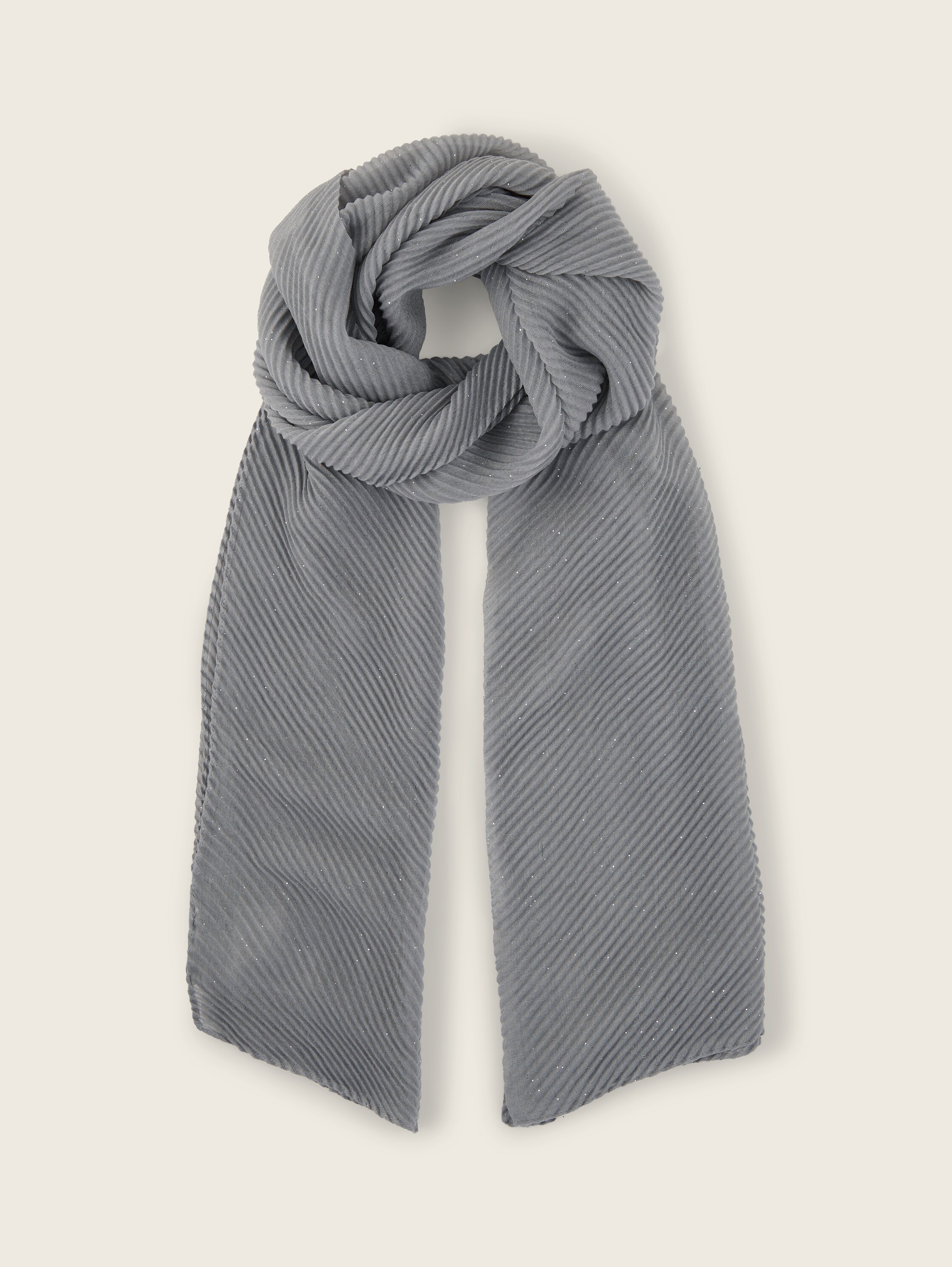 Plissierter Schal mit Glitzer - grau - 