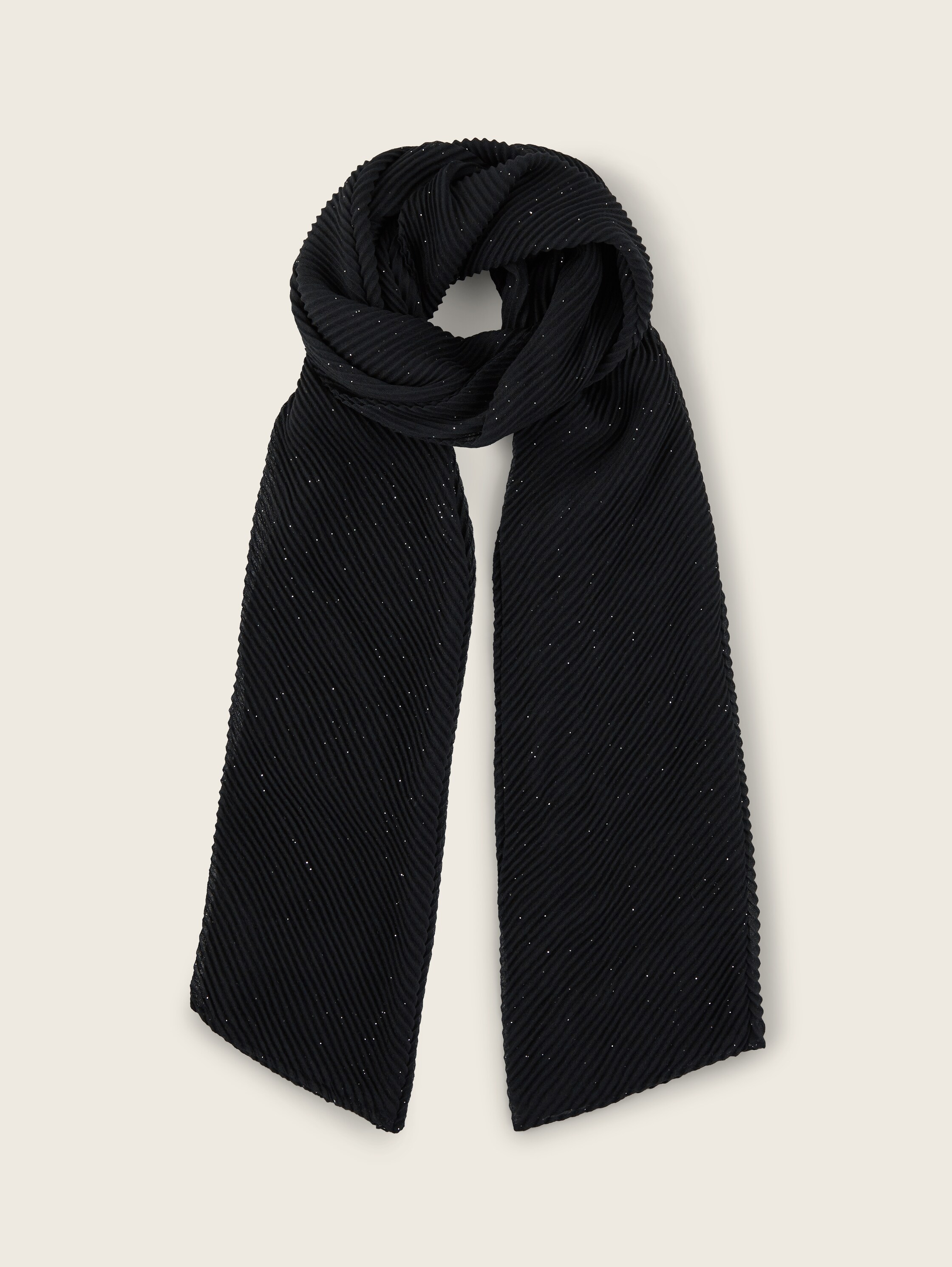 Plissierter Schal mit Glitzer - schwarz - 
