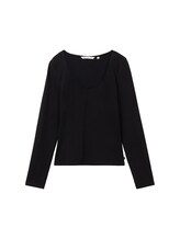 Sélectionné, T-shirt à manches longues et encolure carrée par Tom Tailor, noires