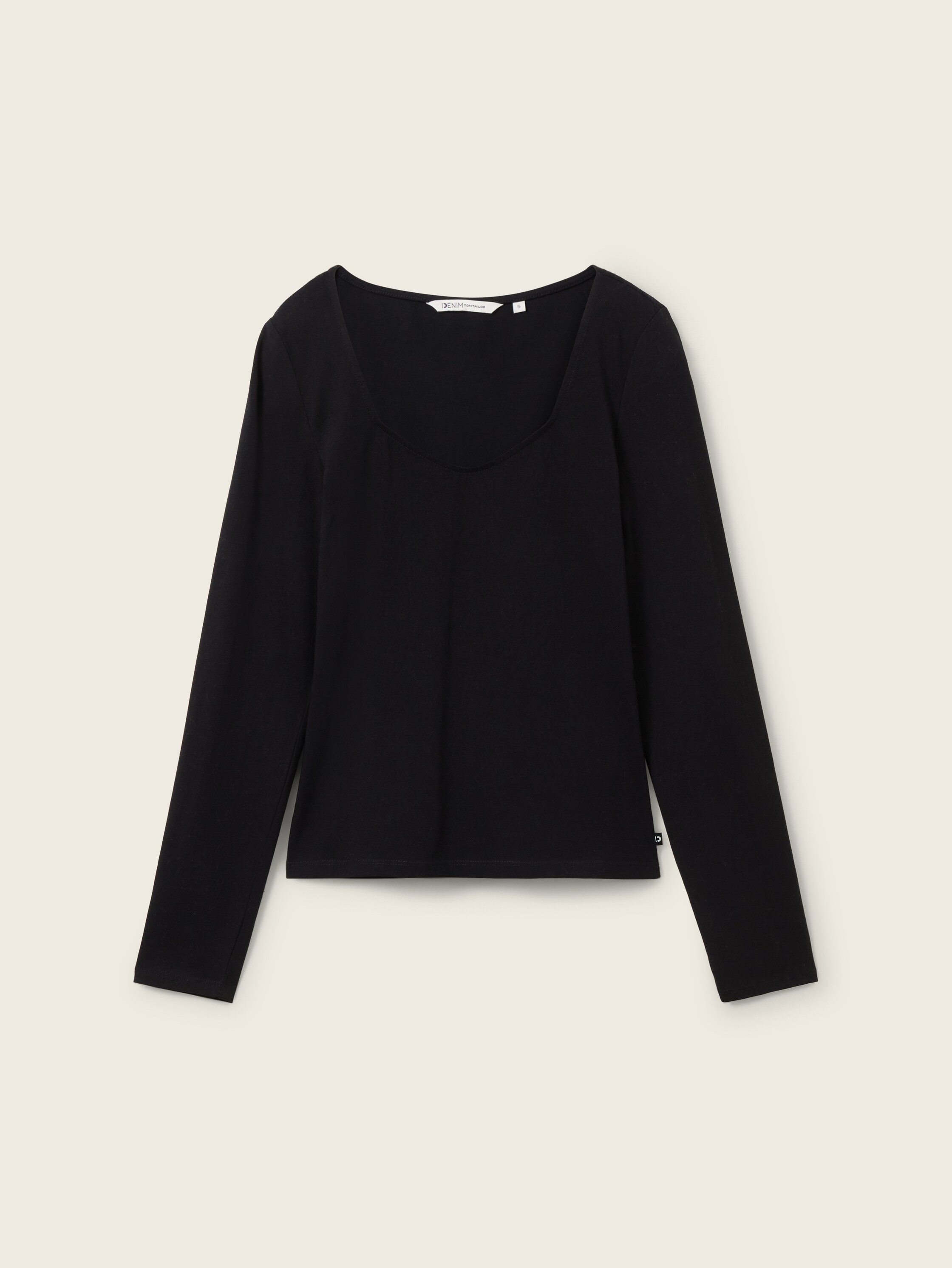 T-shirt à manches longues et encolure carrée - deep black - Vue de face du produit