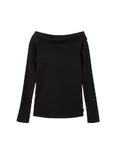 Geselecteerd, T-shirt met Carmenhalslijn door Tom Tailor, zwart