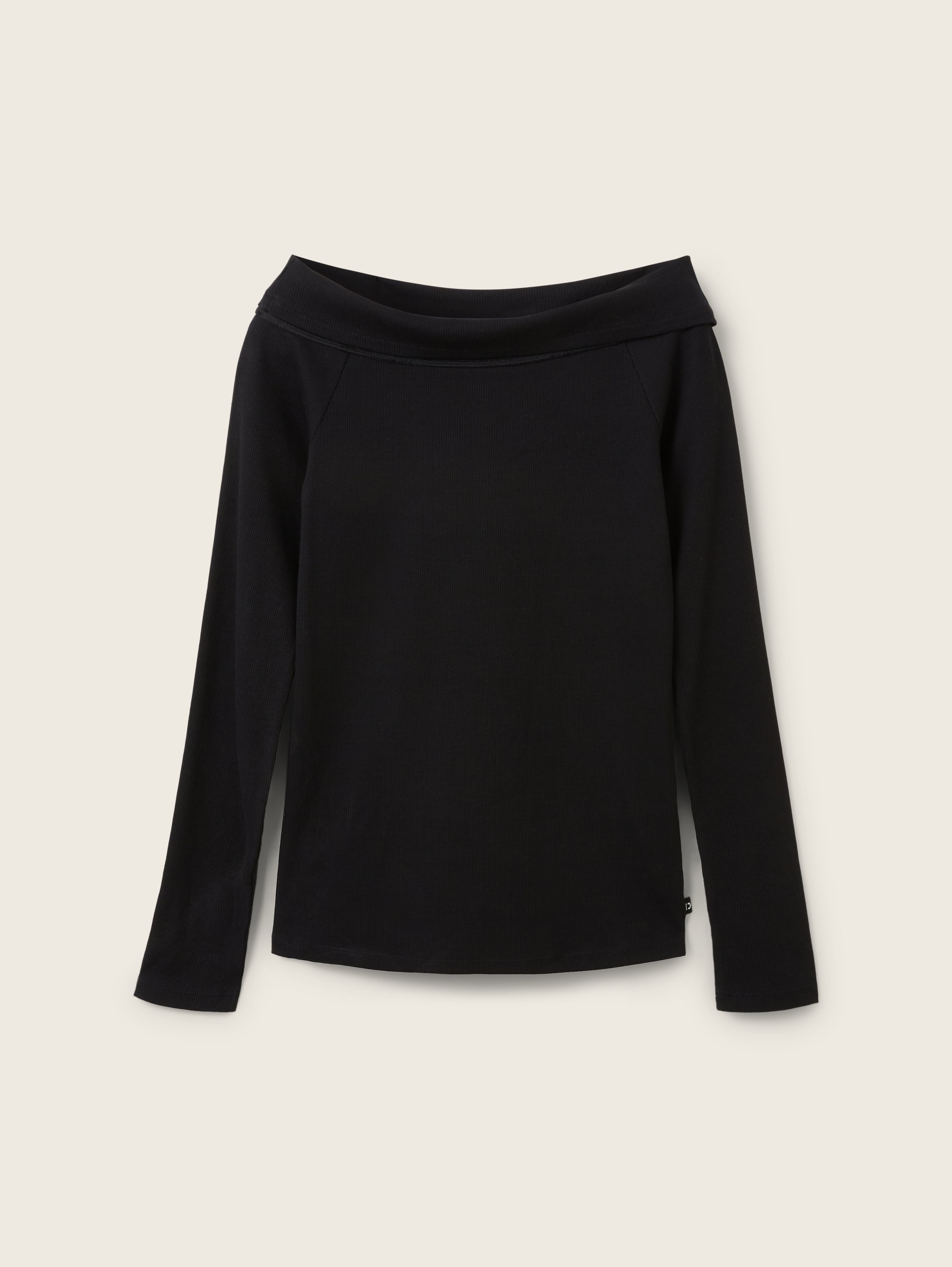 T-shirt met Carmenhalslijn - deep black - Product vooraanzicht