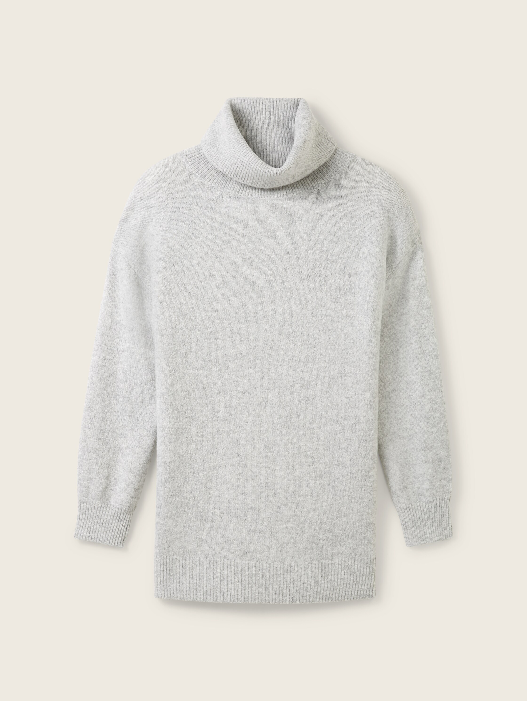 Pull à col roulé en polyester recyclé - basic light grey melange