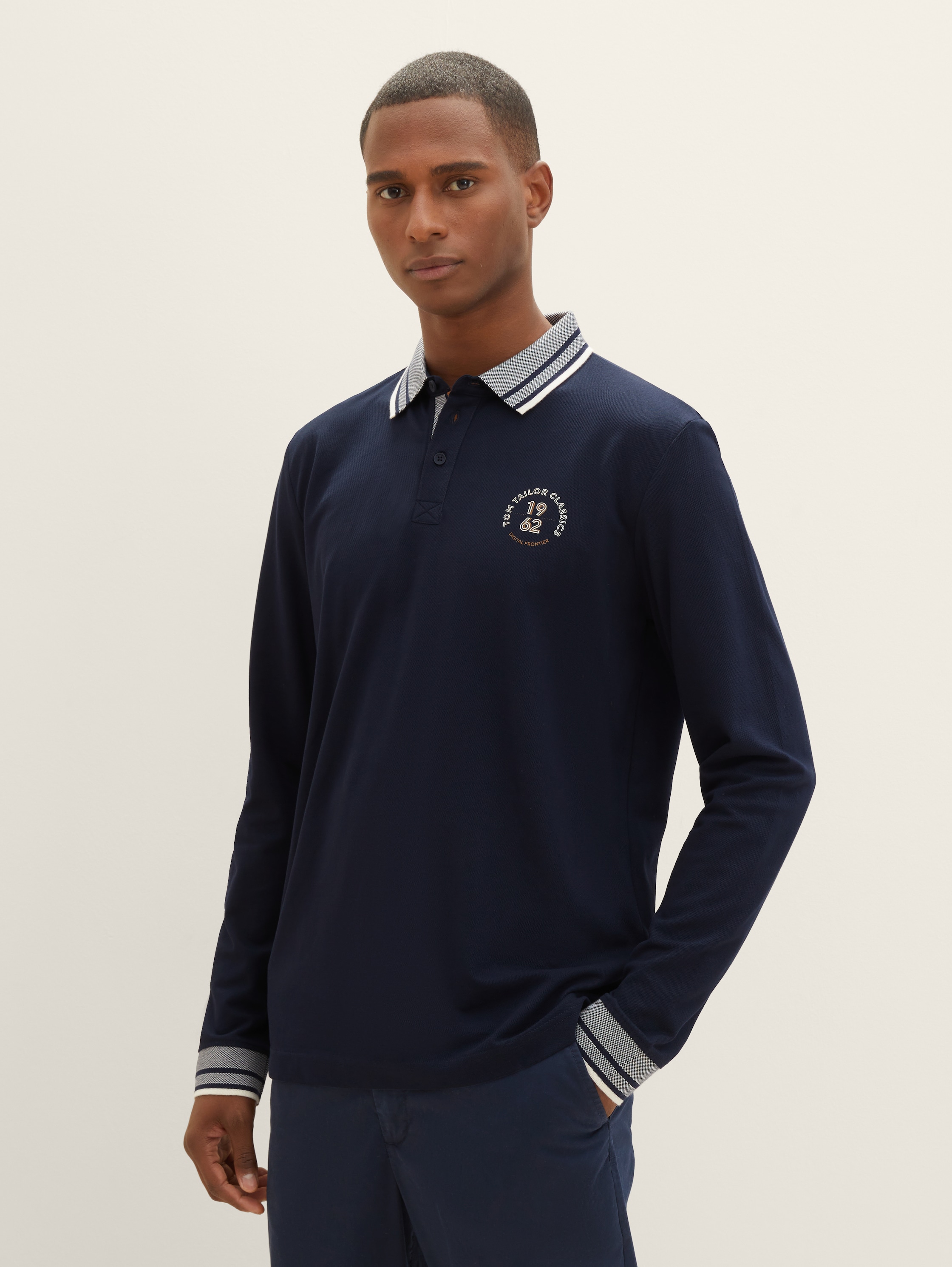 Langarm Poloshirt - sky captain blue