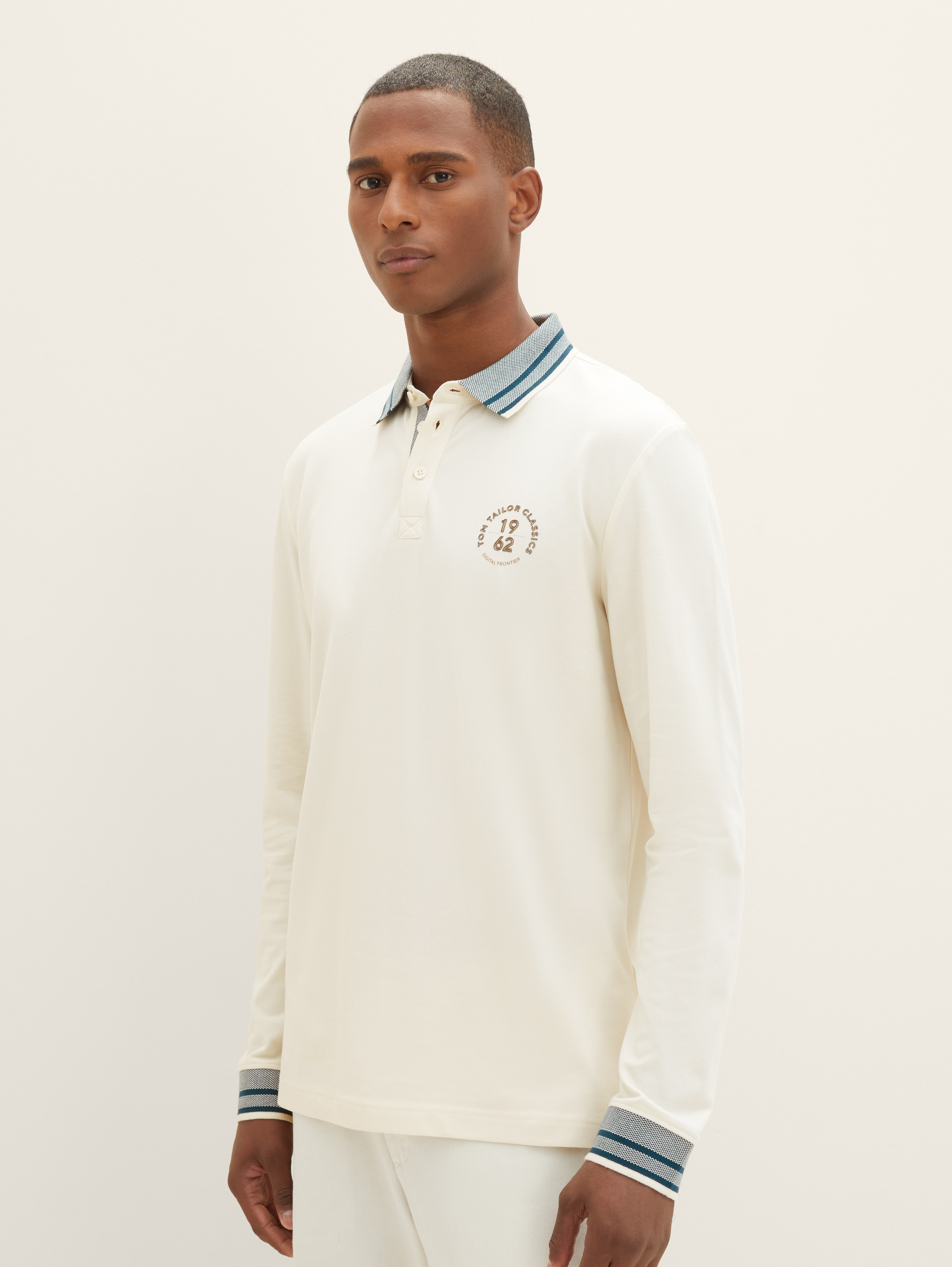 Langarm Poloshirt - vintage beige