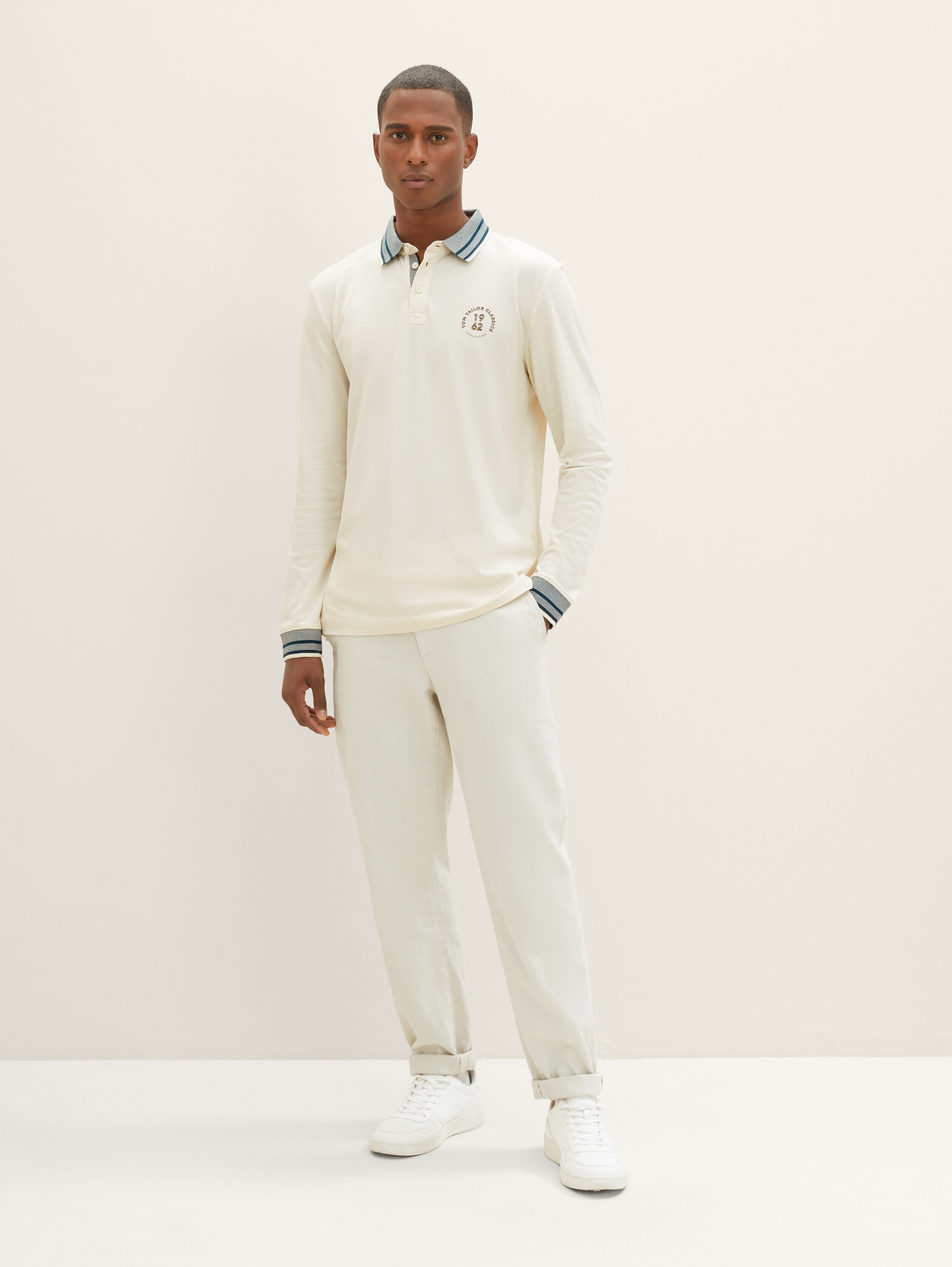 Langarm Poloshirt - vintage beige