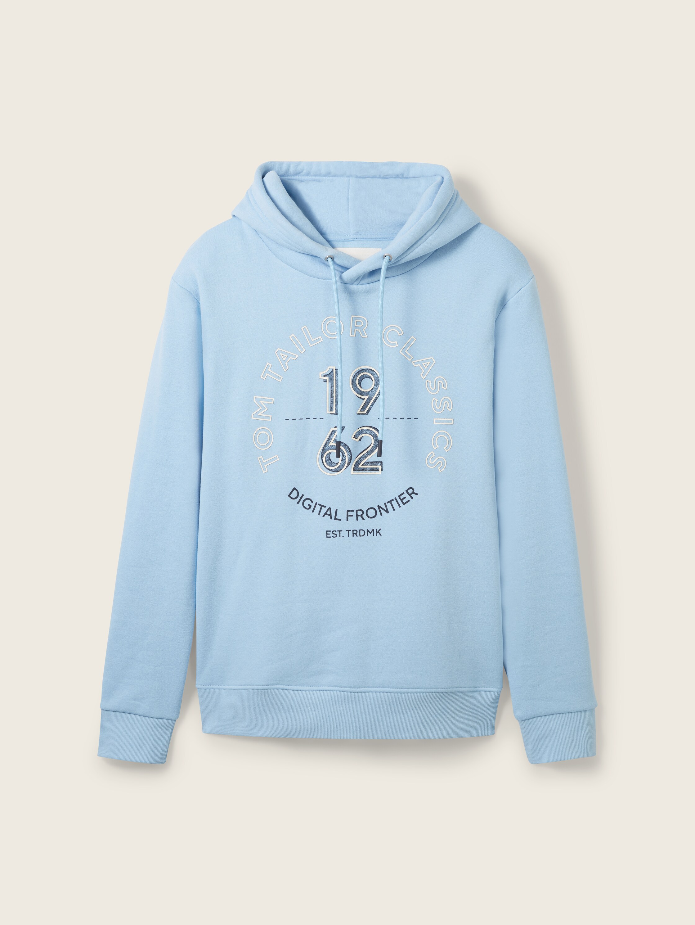 Hoodie mit Logo Print - washed out middle blue - Vorder-Produkt-Ansicht