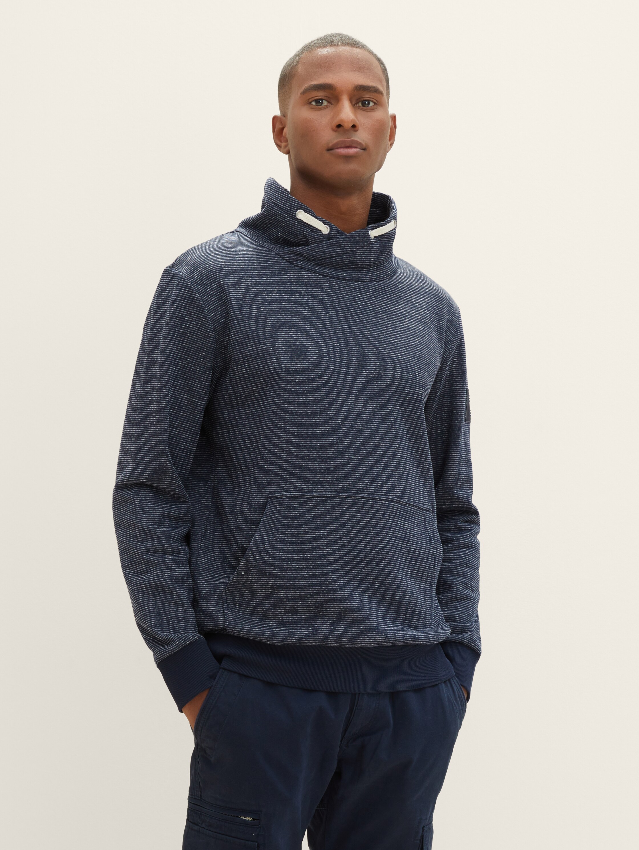 Sweat aspect chiné - sky captain blue white melange