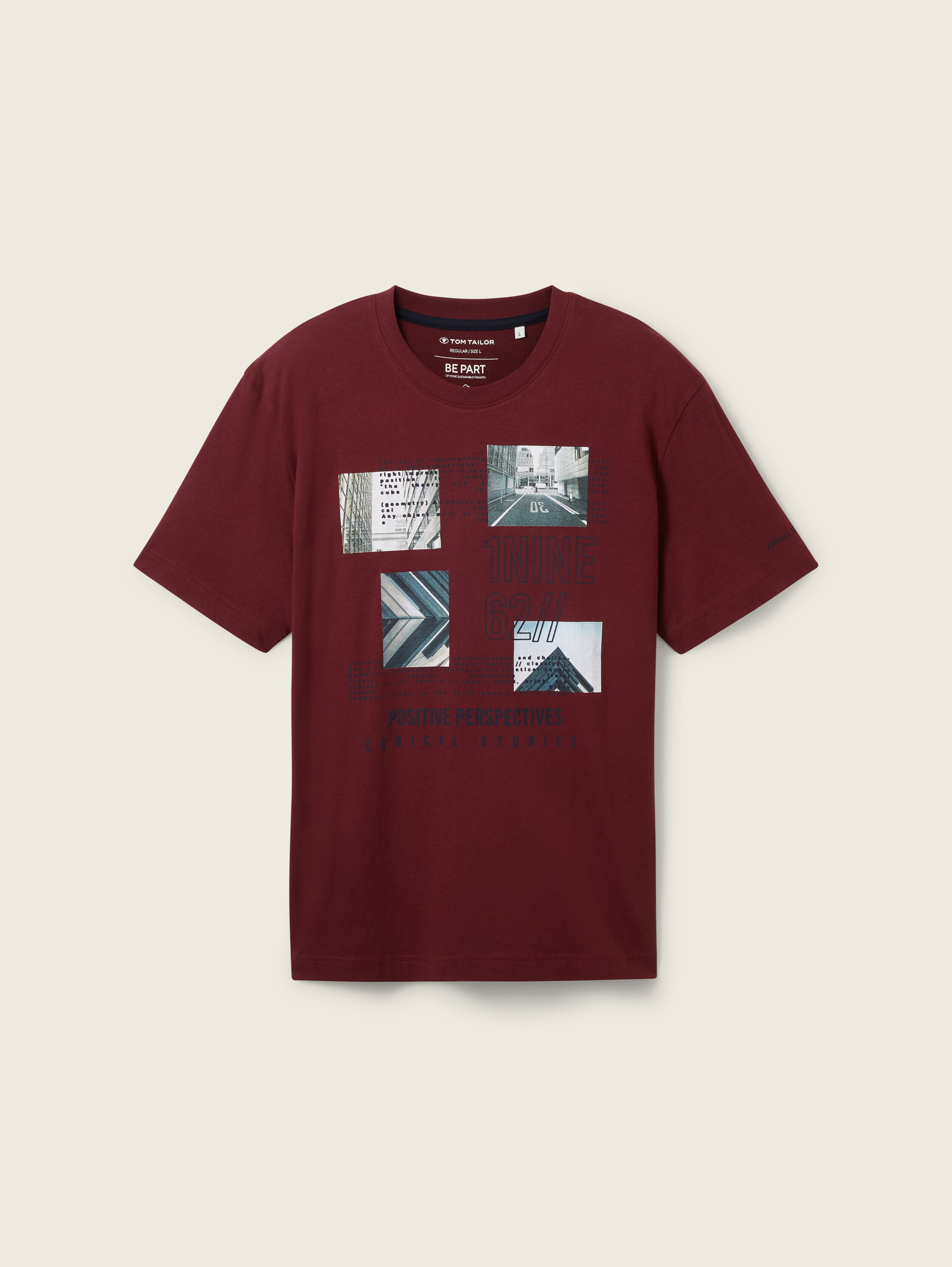 T-shirt with a print - Tawny Port Red - Front product view