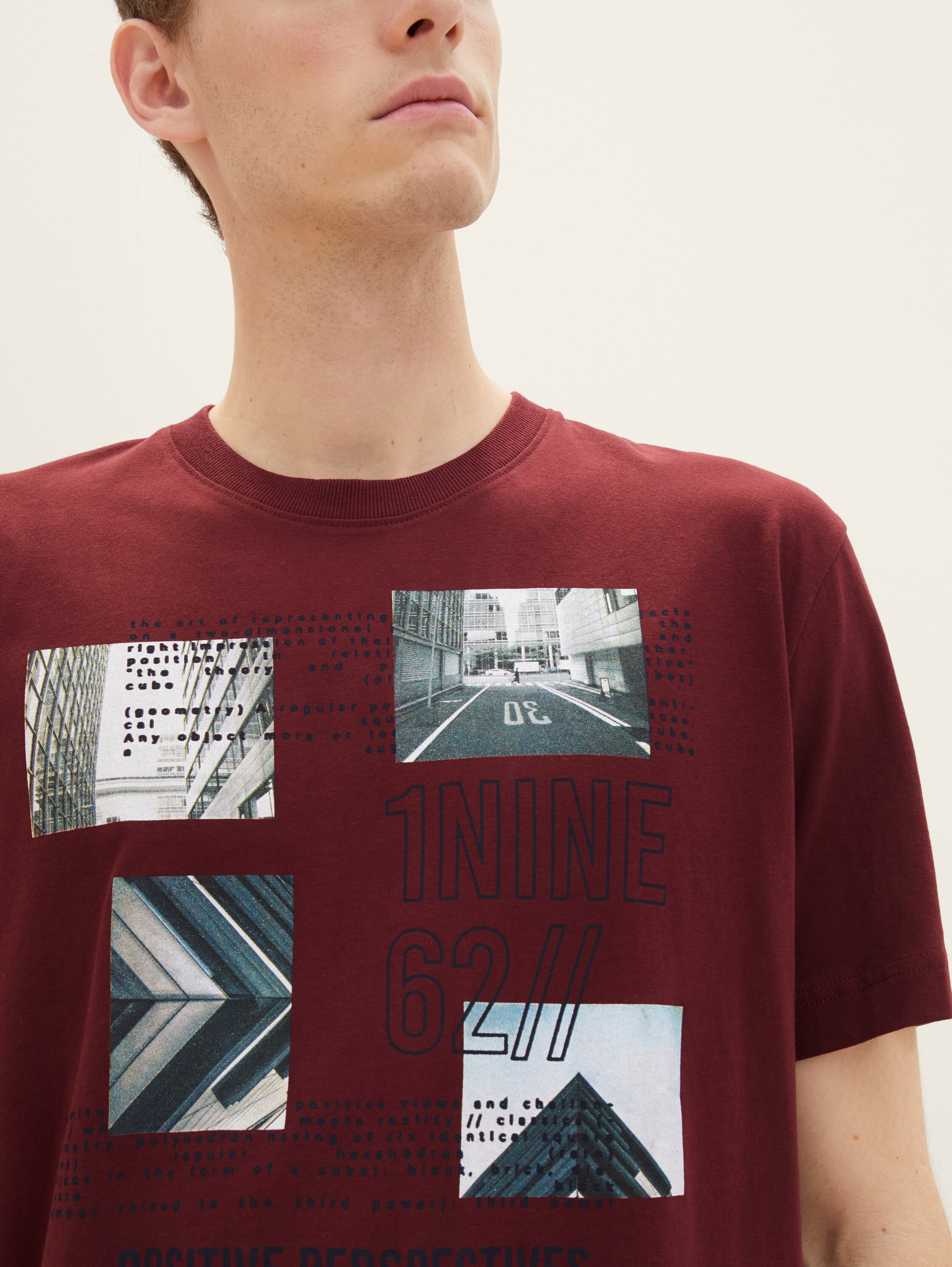 T-shirt with a print - Tawny Port Red - Detail model view