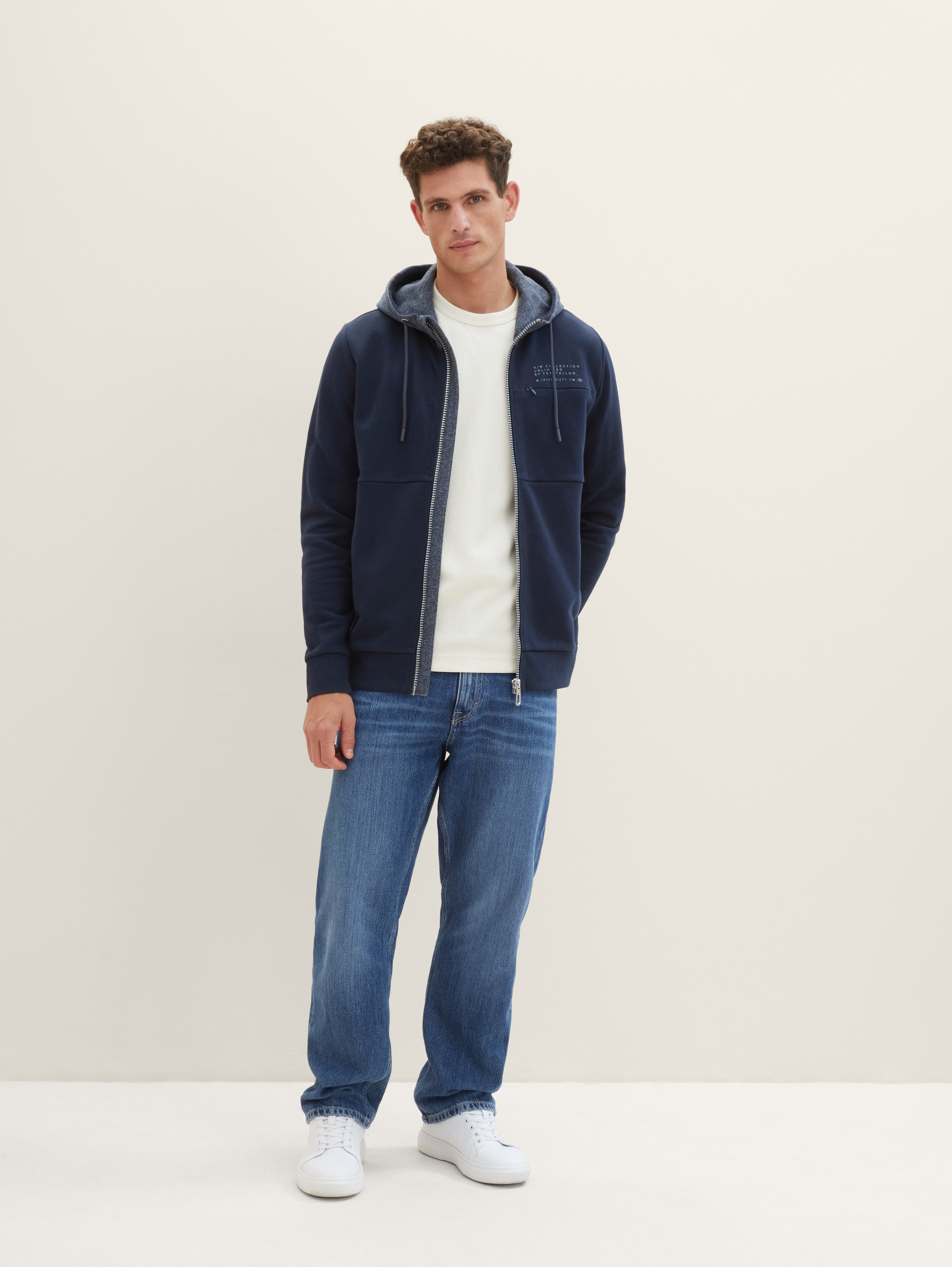 Sweat zippé - sky captain blue - Vue de face du modèle