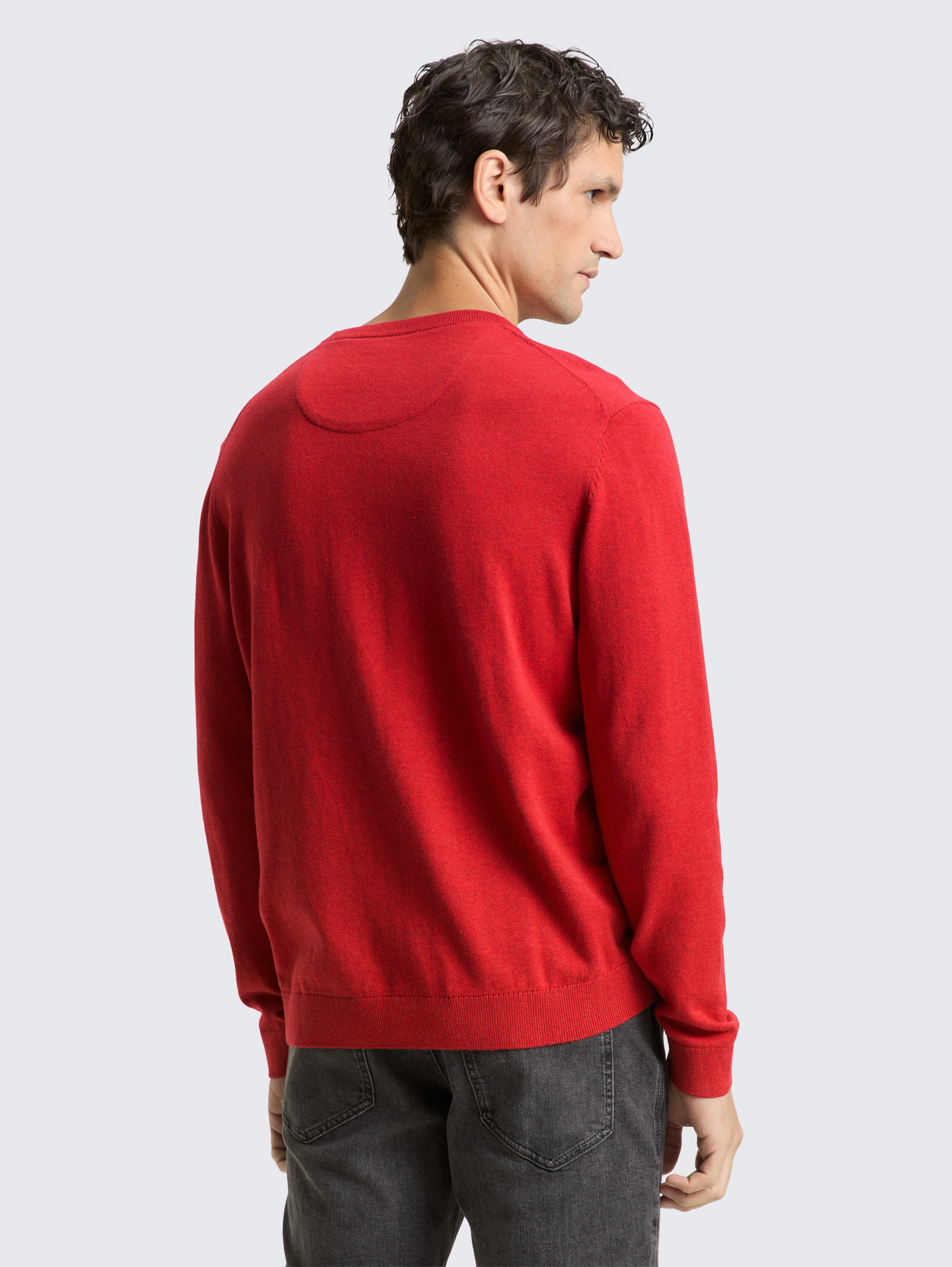 Basic Strickpullover aus Baumwolle - Salsa Red Non-Solid