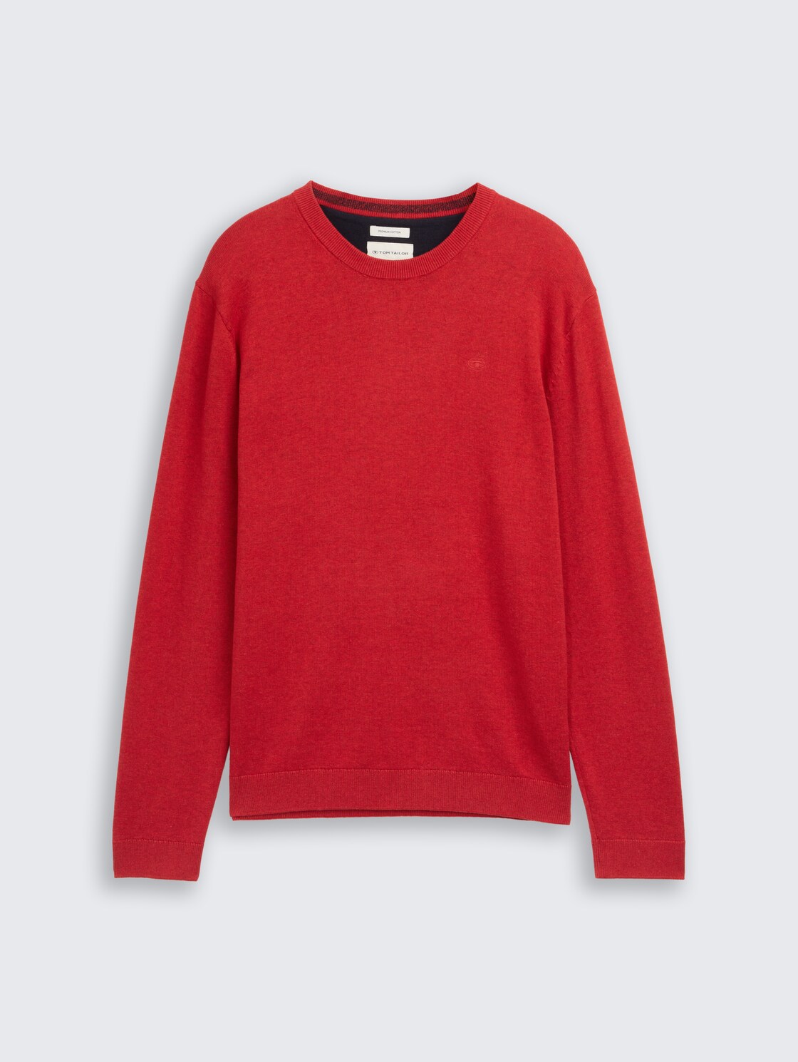 Basic Strickpullover aus Baumwolle - Salsa Red Non-Solid