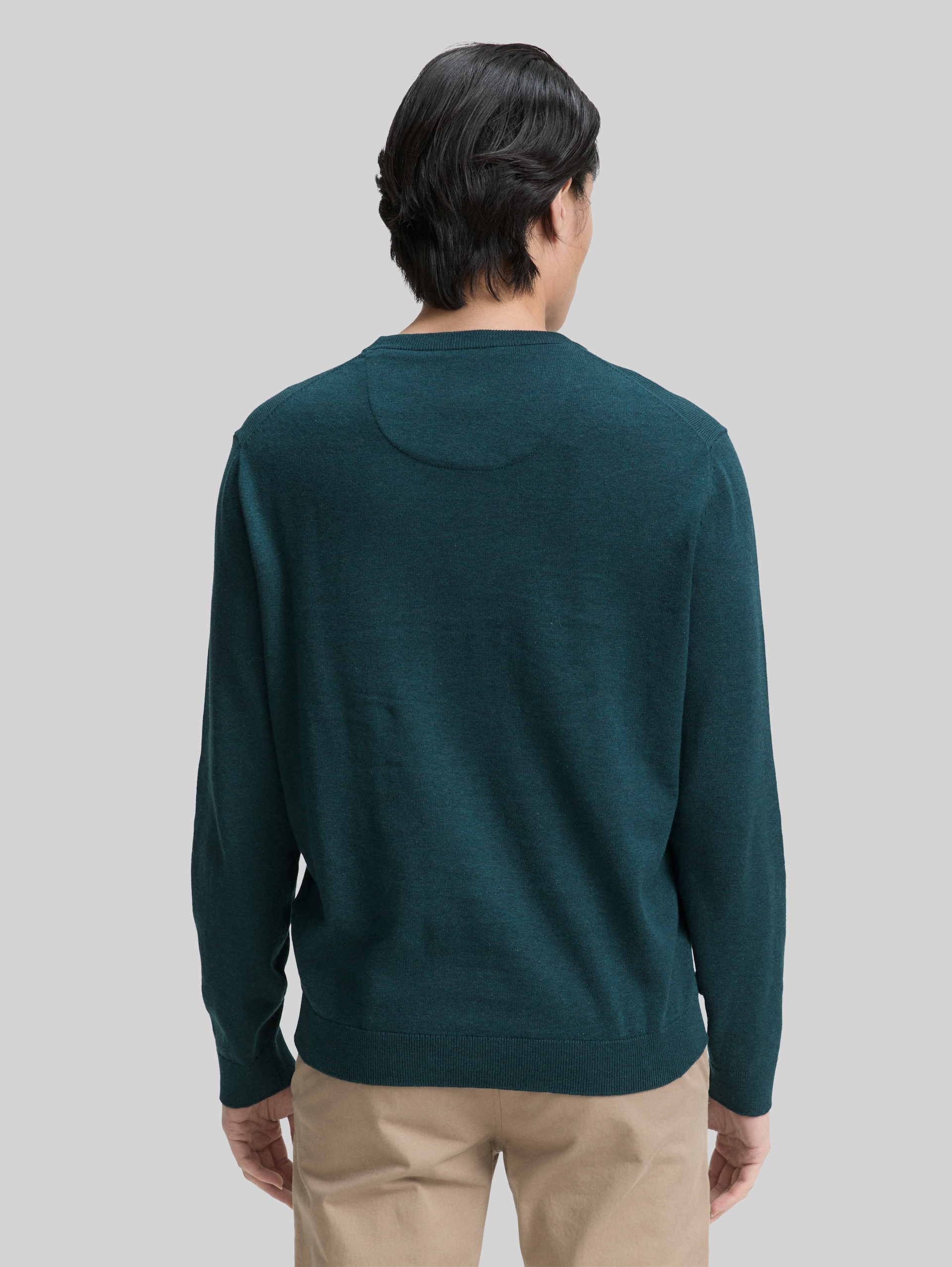Basic Strickpullover aus Baumwolle - sapphire green melange