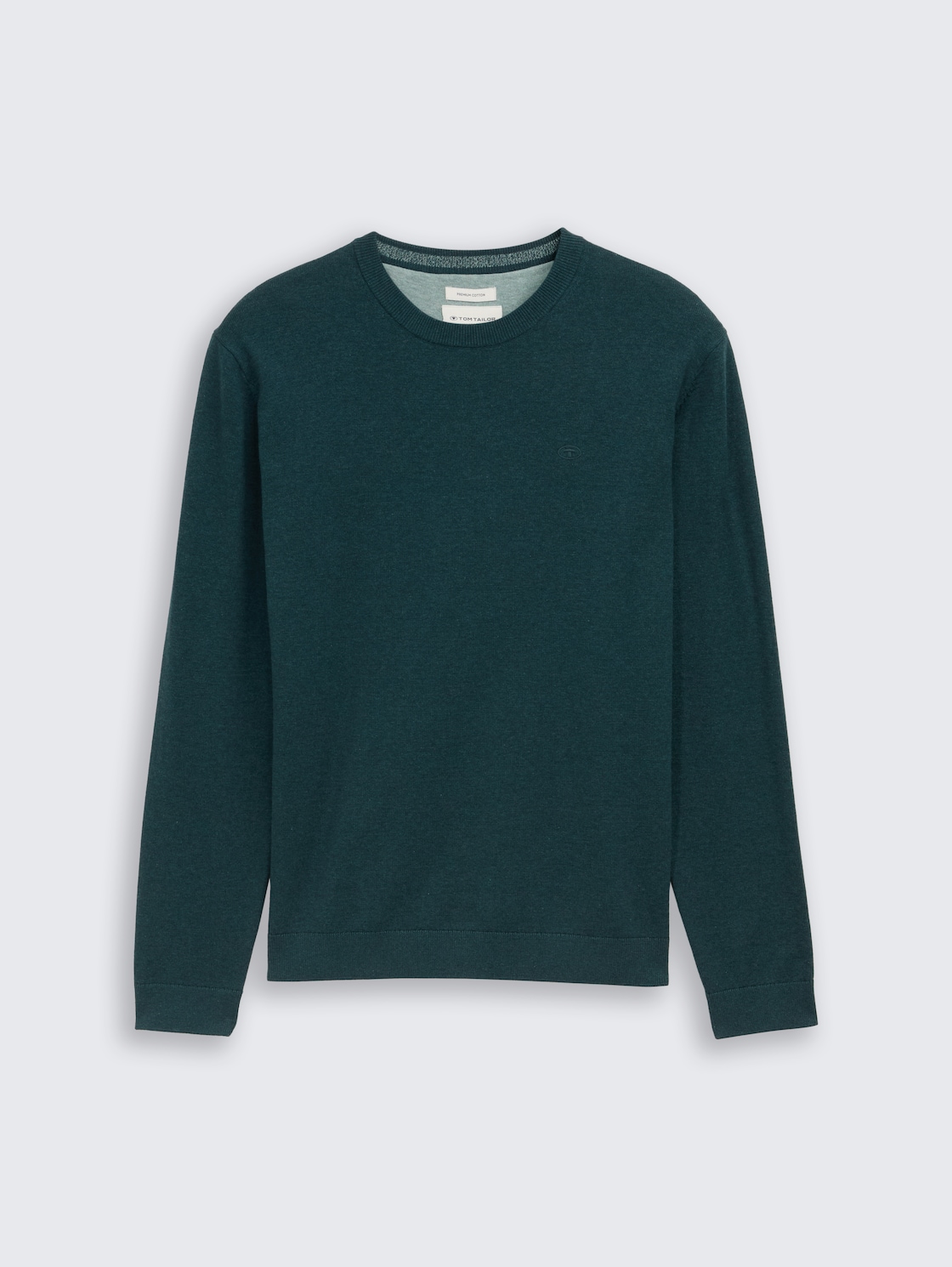 Basic Strickpullover aus Baumwolle - sapphire green melange