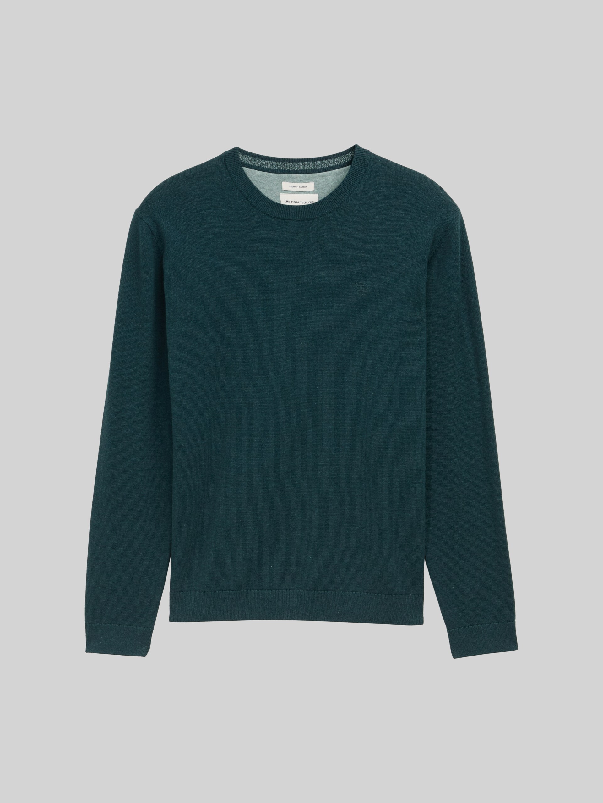 Basic Strickpullover aus Baumwolle - sapphire green melange